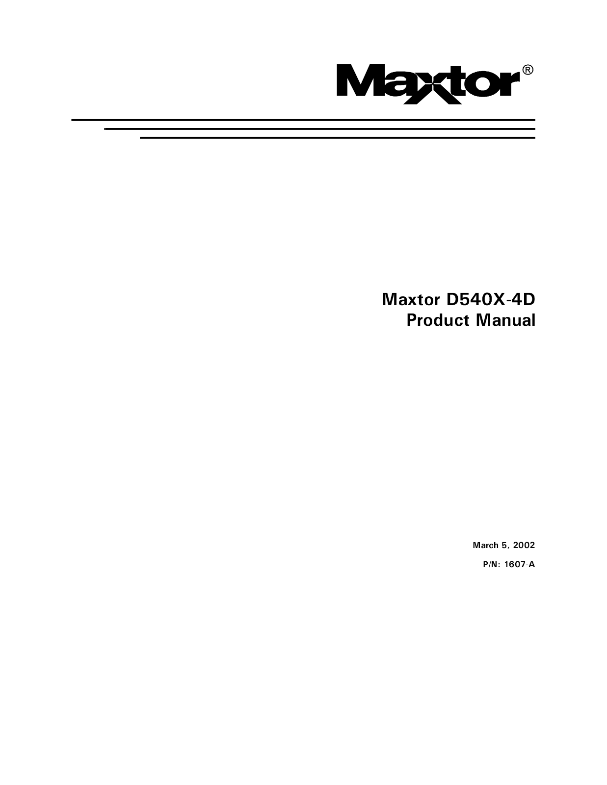 Maxtor D540X-4D product manual