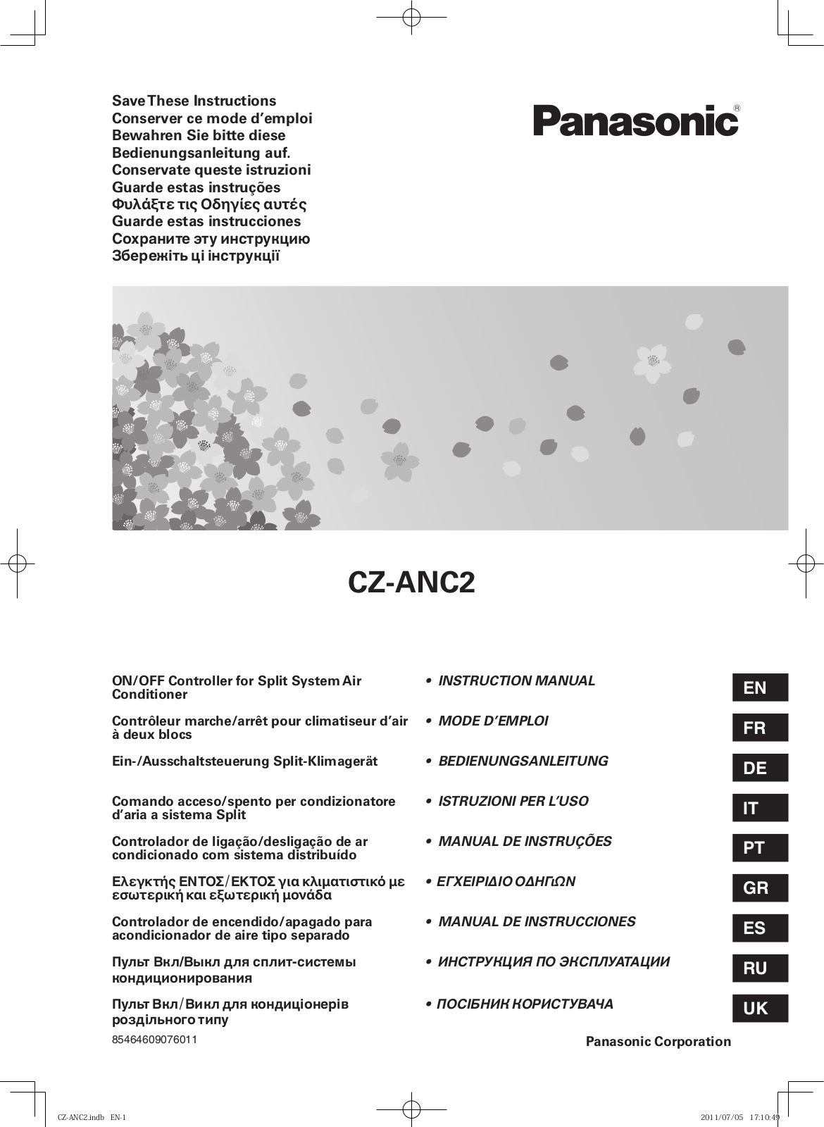 Panasonic CZ-ANC2 Instructions Manual