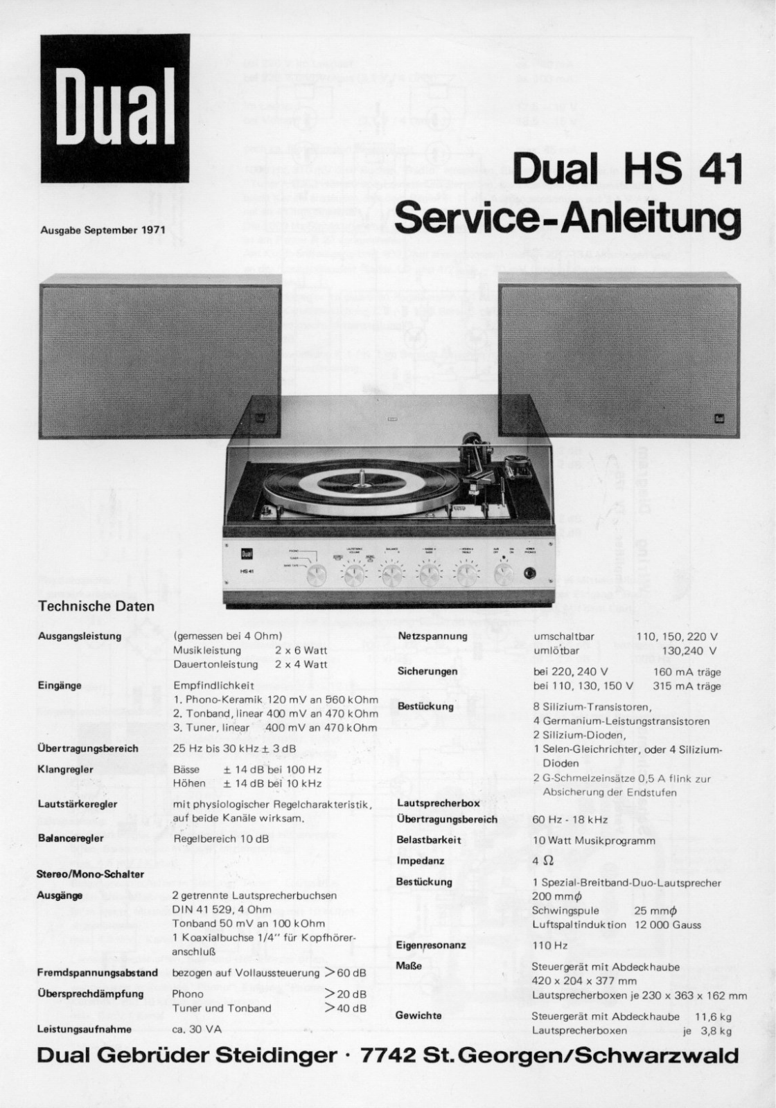 Dual HS-41 Service manual