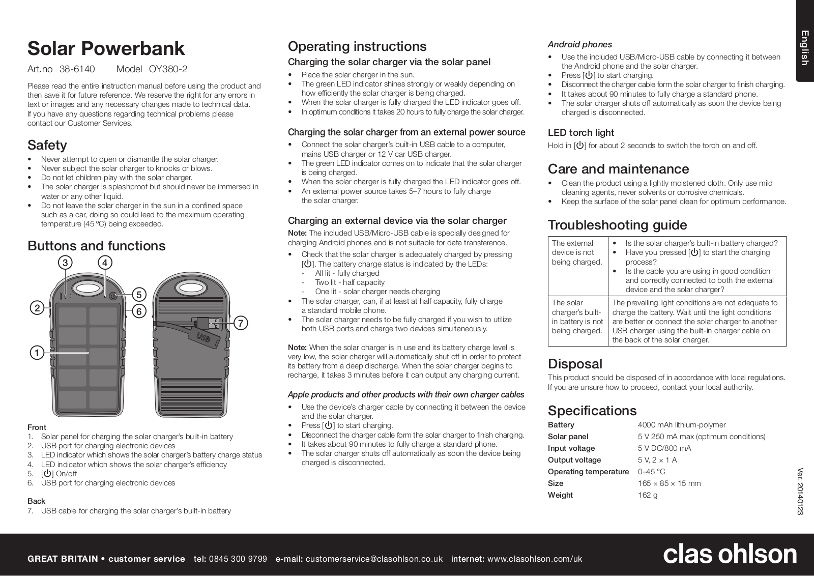 OYAMA OY380-2 Operating Instructions Manual