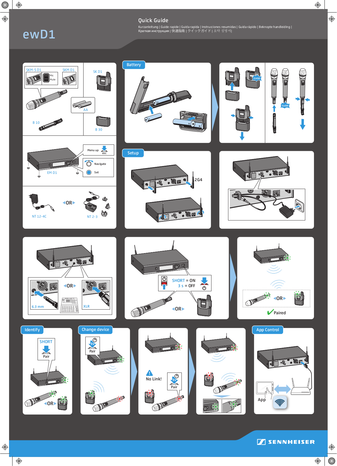 Sennheiser Electronic EM2G4WE, SKM2G4WE, SK2G4WE Quick Start Guide