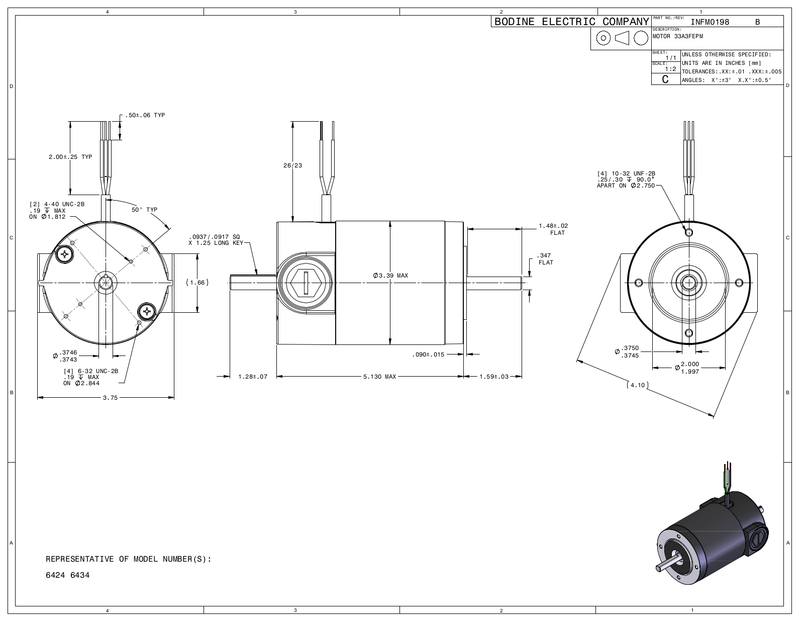 Bodine 6424, 6434 Reference Drawing