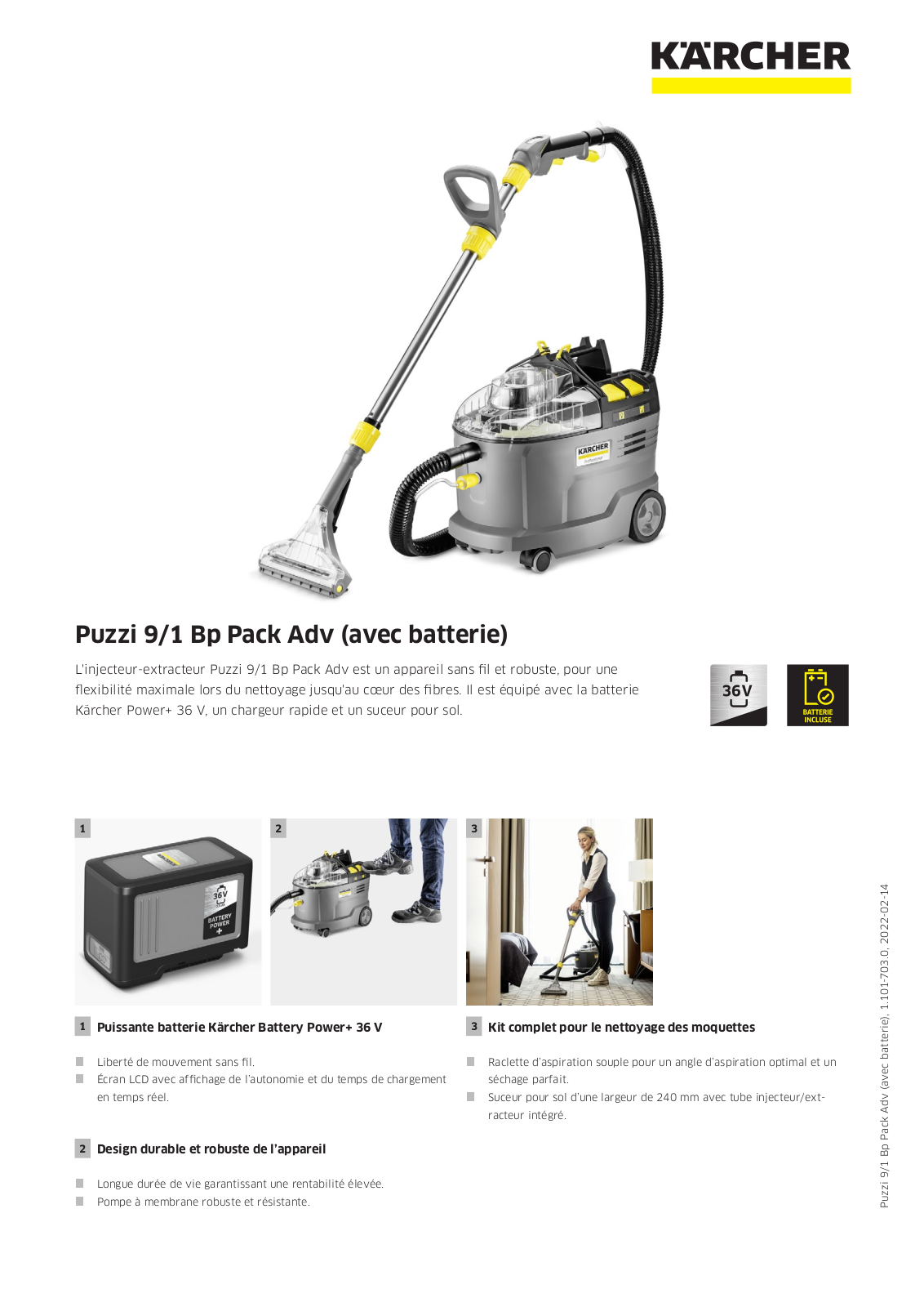 Karcher Puzzi 9/1 Bp Pack Adv Specification - ManualMachine.com