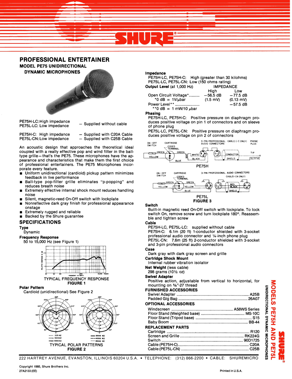 Shure PE75H, PE75L User Guide - ManualMachine.com