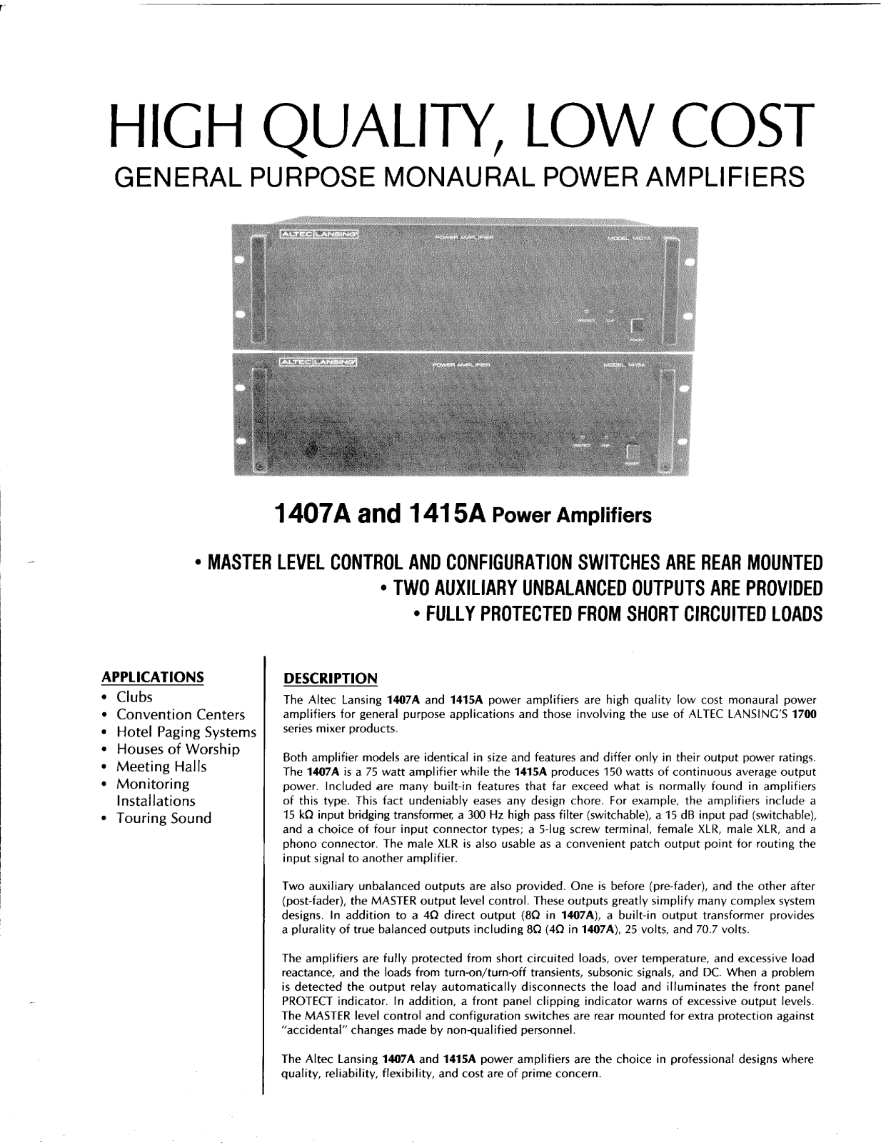 Altec 407A, 1407A, 1415A Schematic