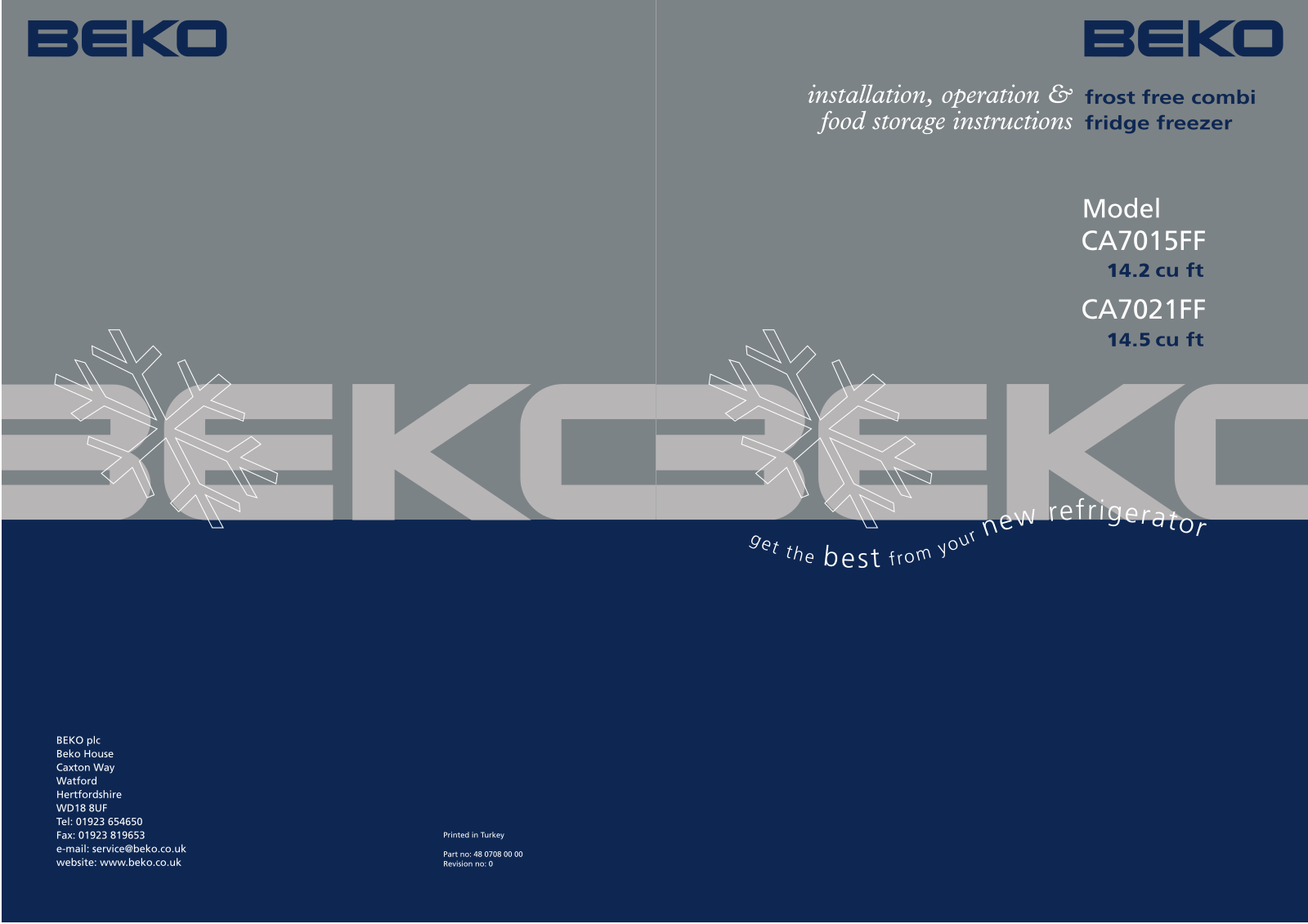 Beko CA7015FF, CA7021FF Owner's Manual