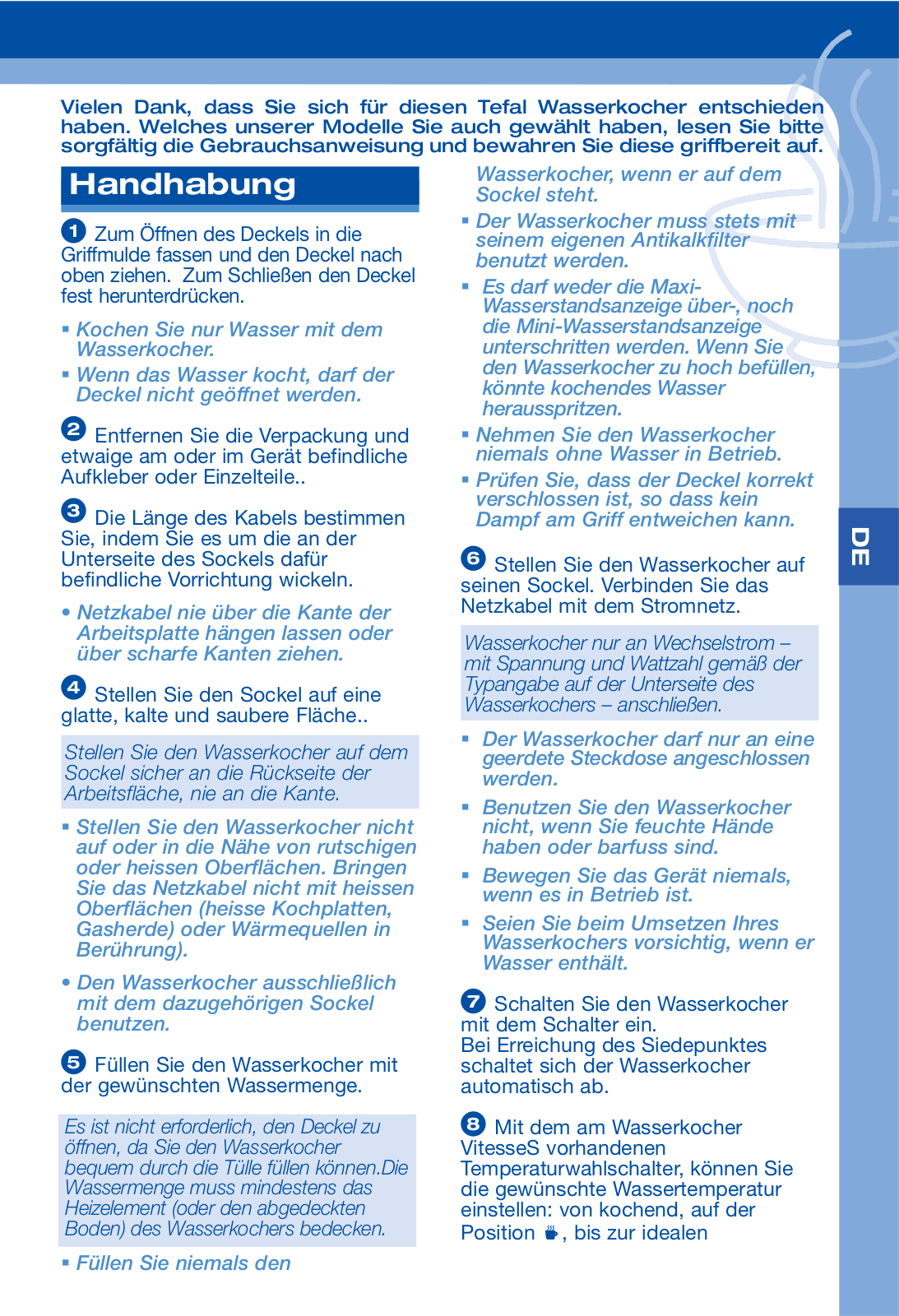 Tefal VitesseS BI762540, VitesseS BI962513, VitesseS BI712513, Vitesse BF662013, Vitesse BF6120 User Manual