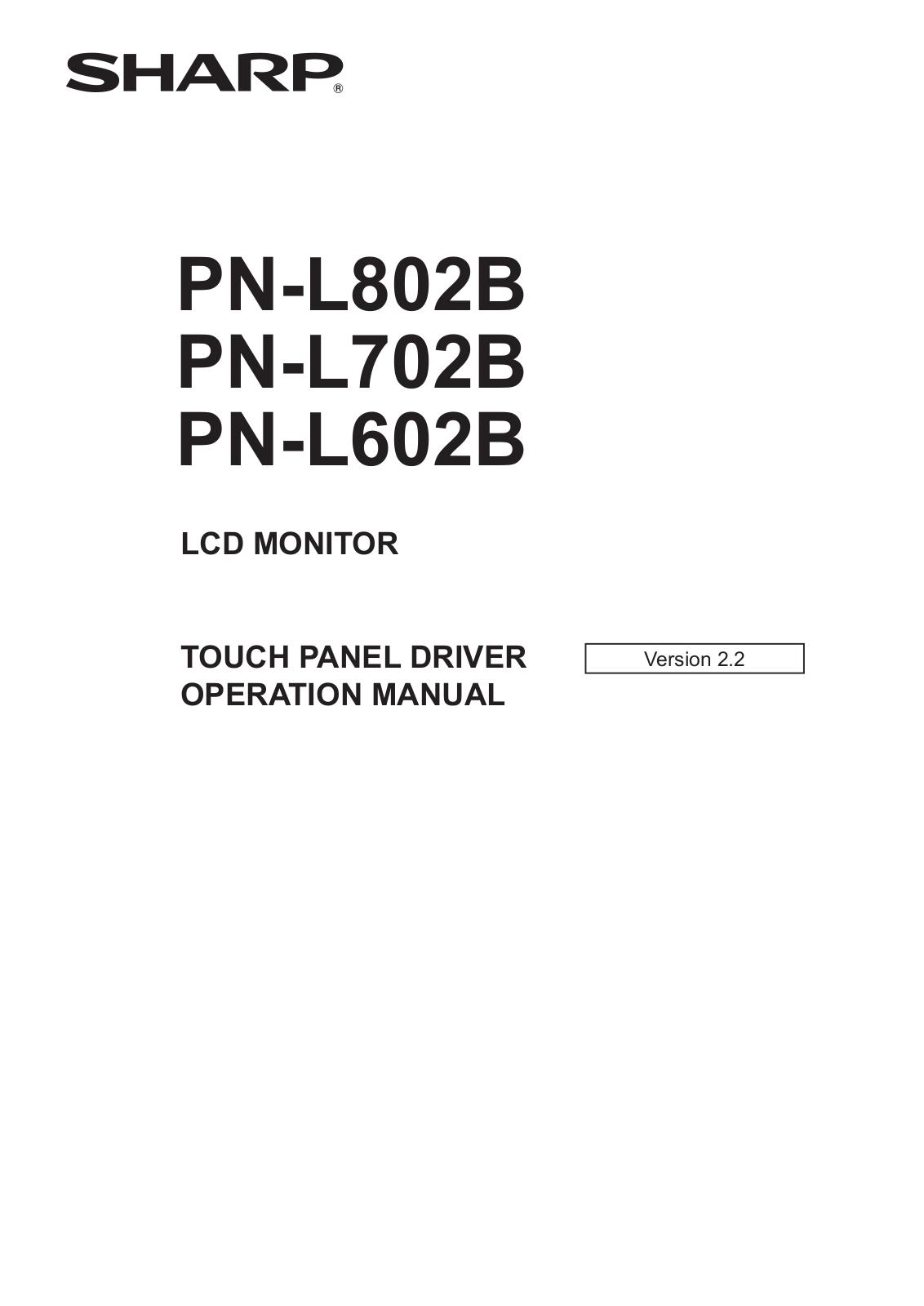 Sharp PN-L602B, PNL802B, PNL702B User Manual