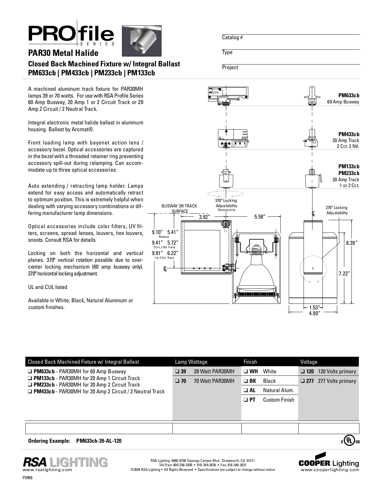 Cooper Lighting PM633cb, PM133cb, PM233cb, PM433cb User Manual