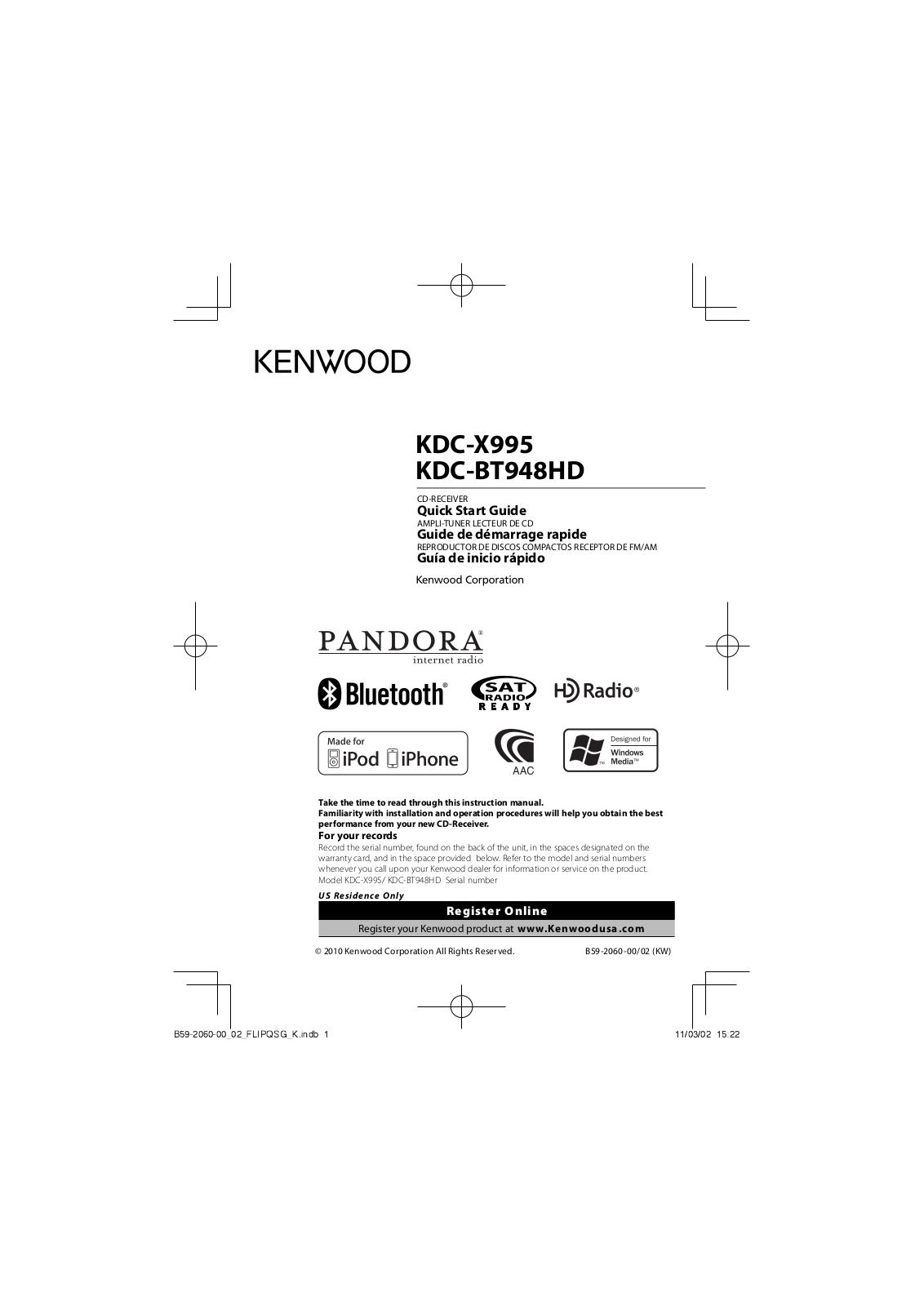 Kenwood KDC-X995 User Manual