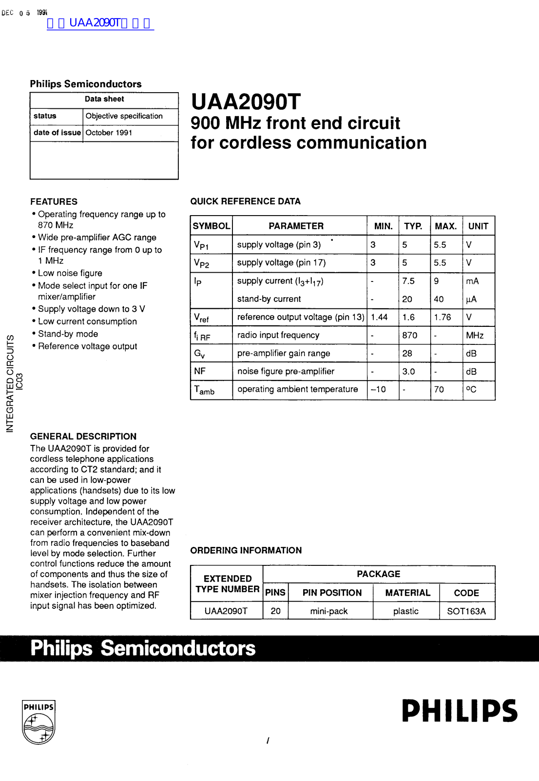 Philips UAA2090T User Manual