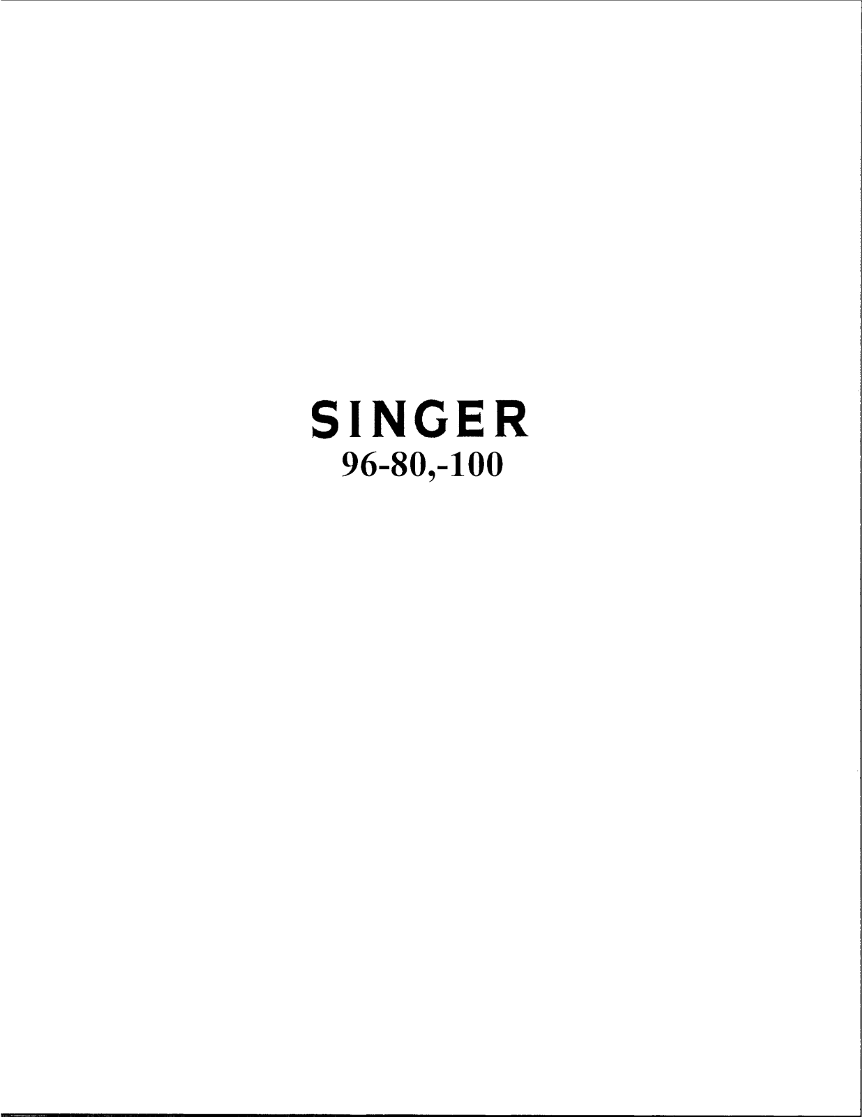 Singer 96-100, 96-80 Instruction Manual