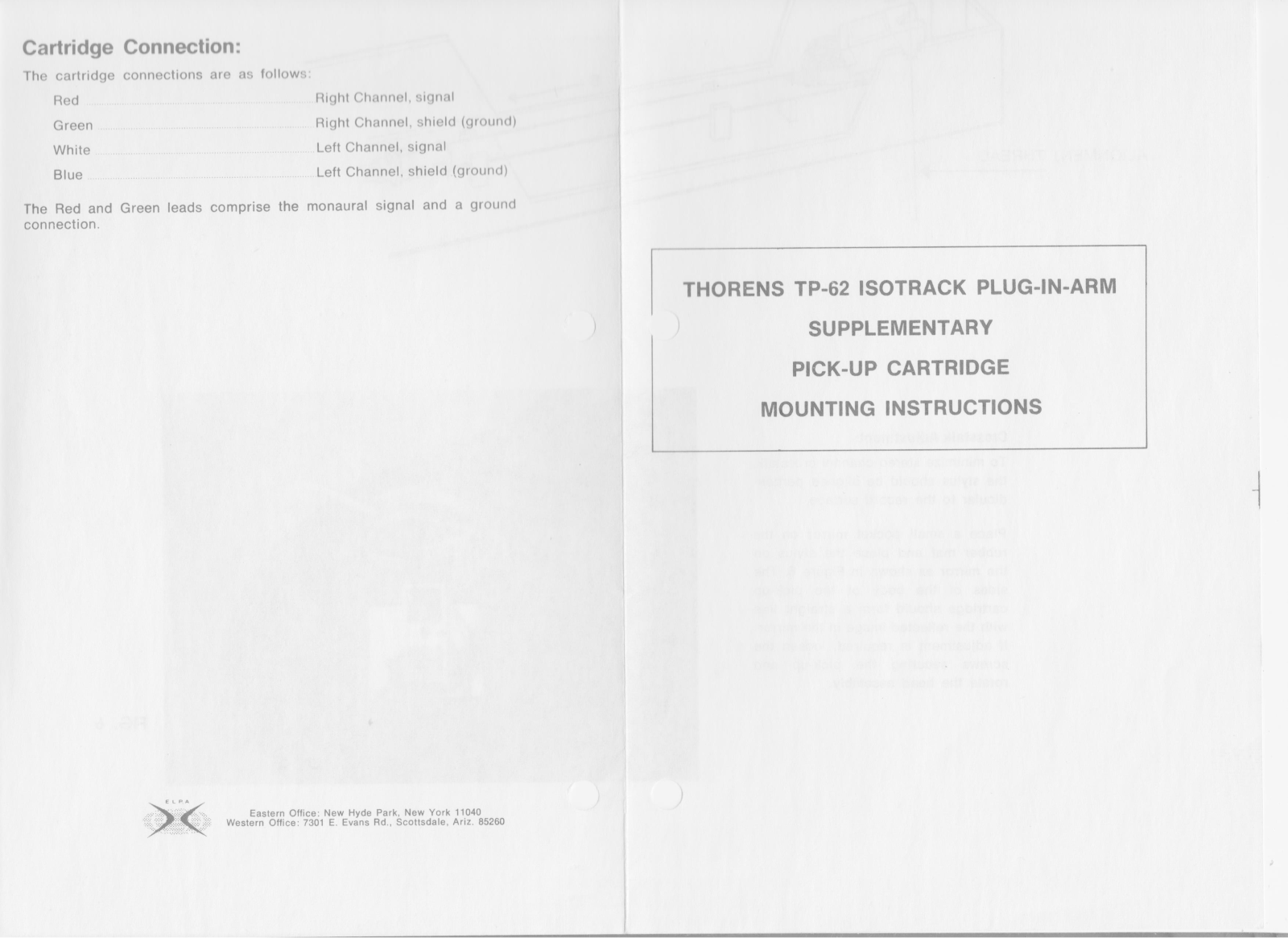 THORENS TP-62 Instruction