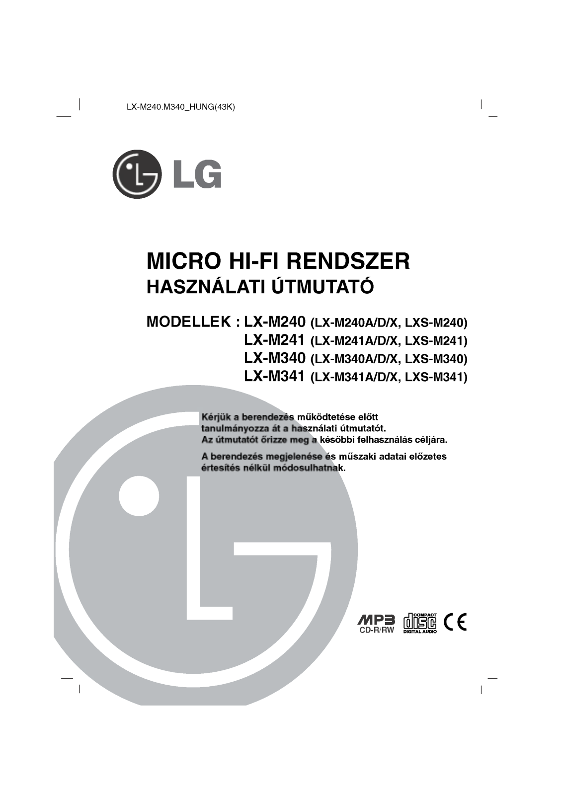LG LX-M241D User manual