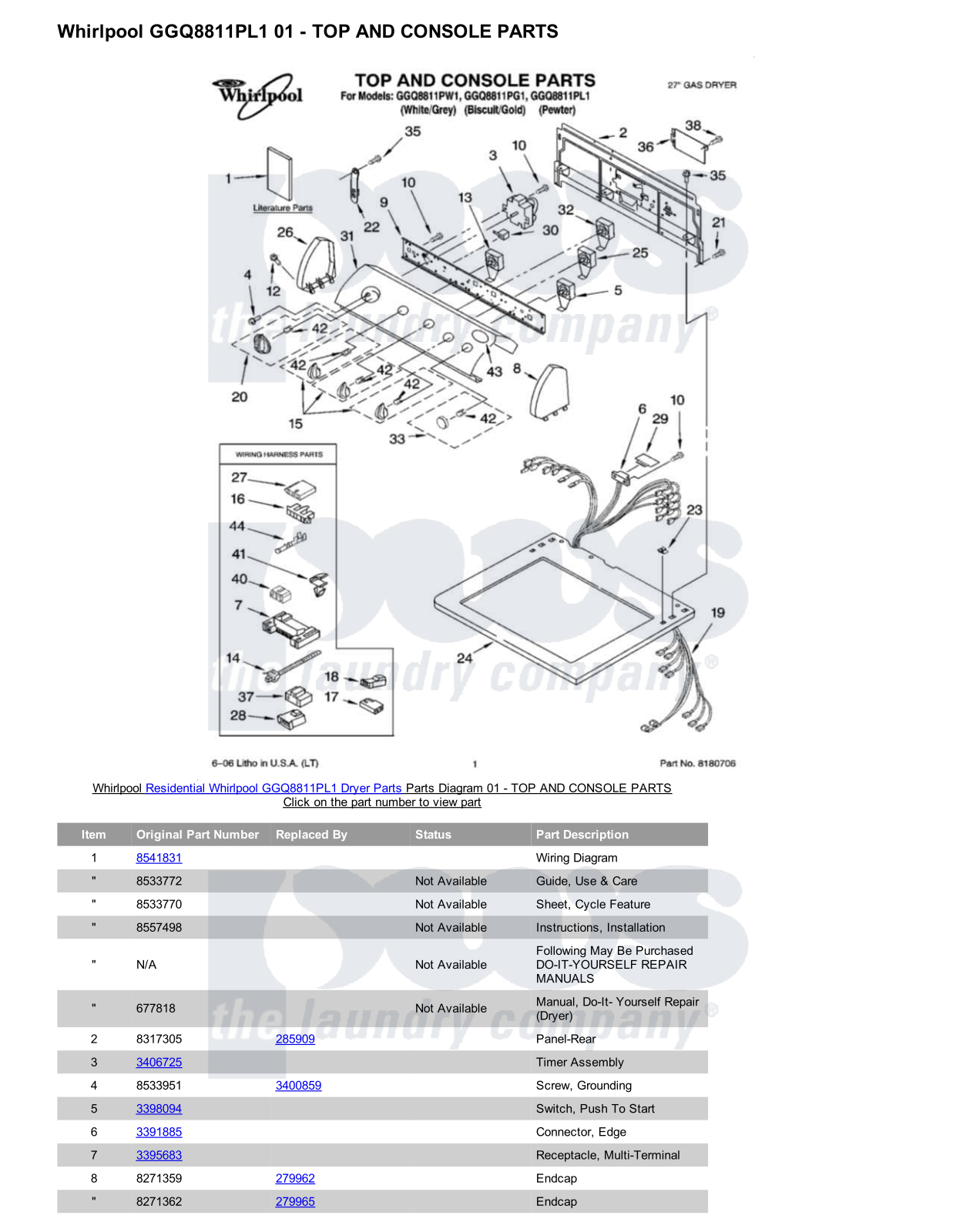 Whirlpool GGQ8811PL1 Parts Diagram