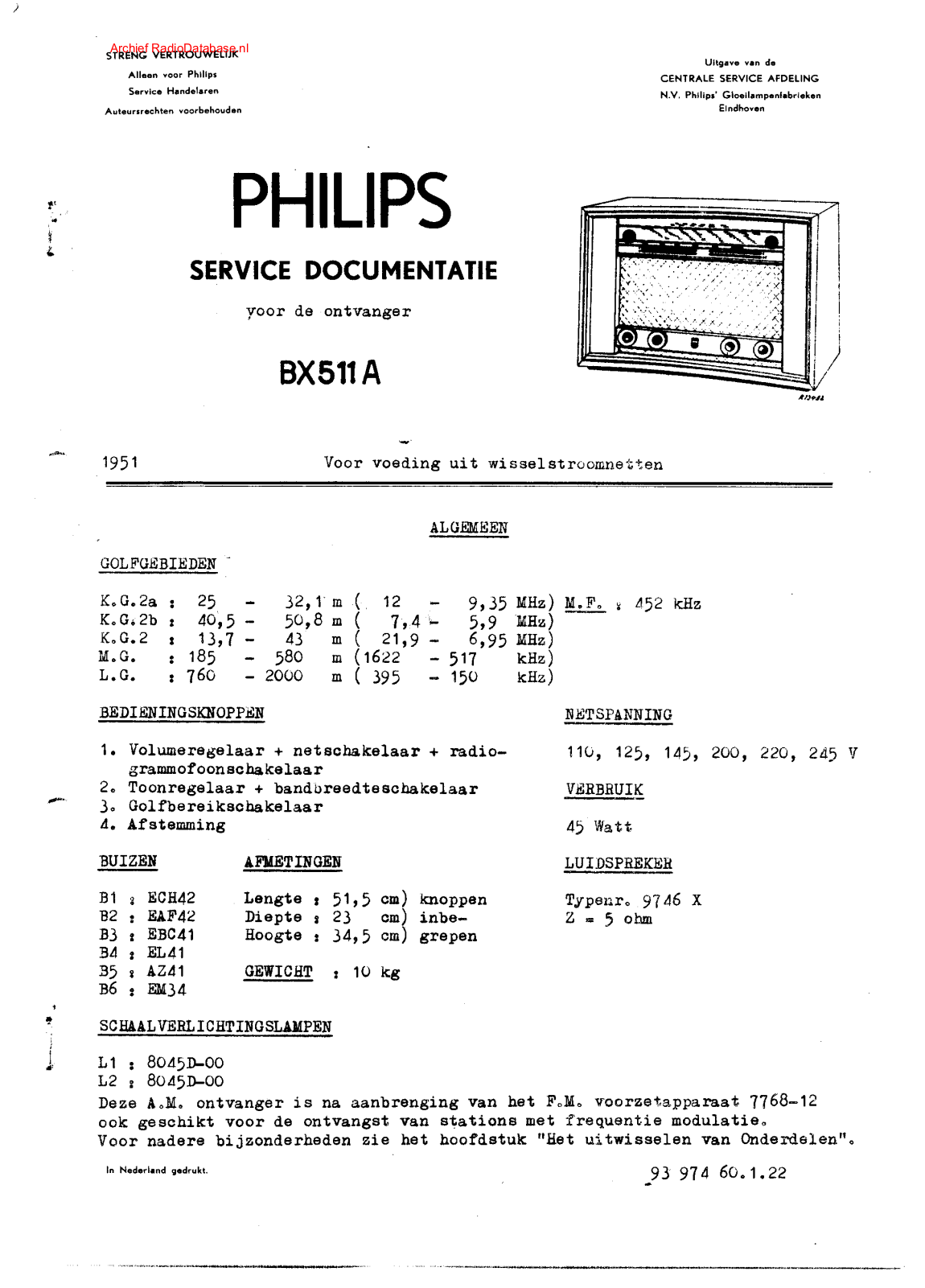 Philips BX511A Schematic