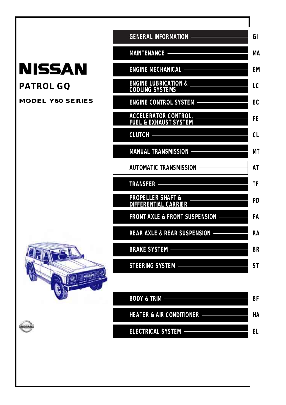 Nissan Patrol GQ User Manual