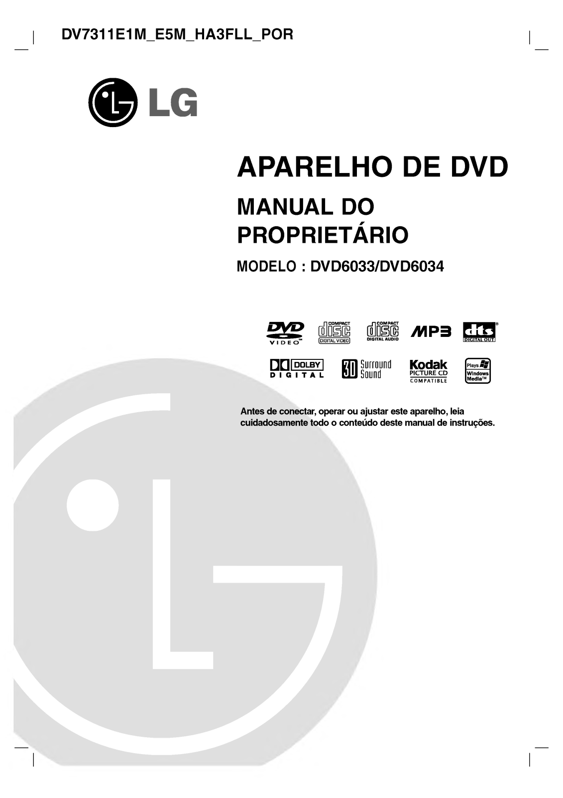 Lg DVD6033, DVD6034 User Manual