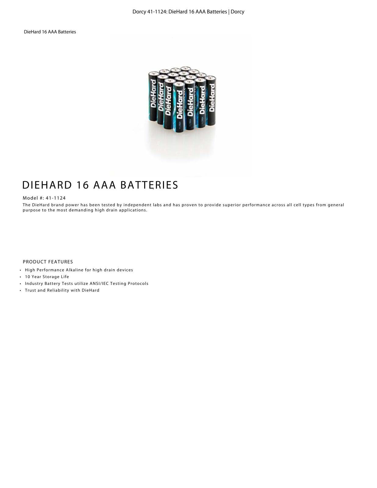 DieHard 41-1124 Data Sheet - ManualMachine.com