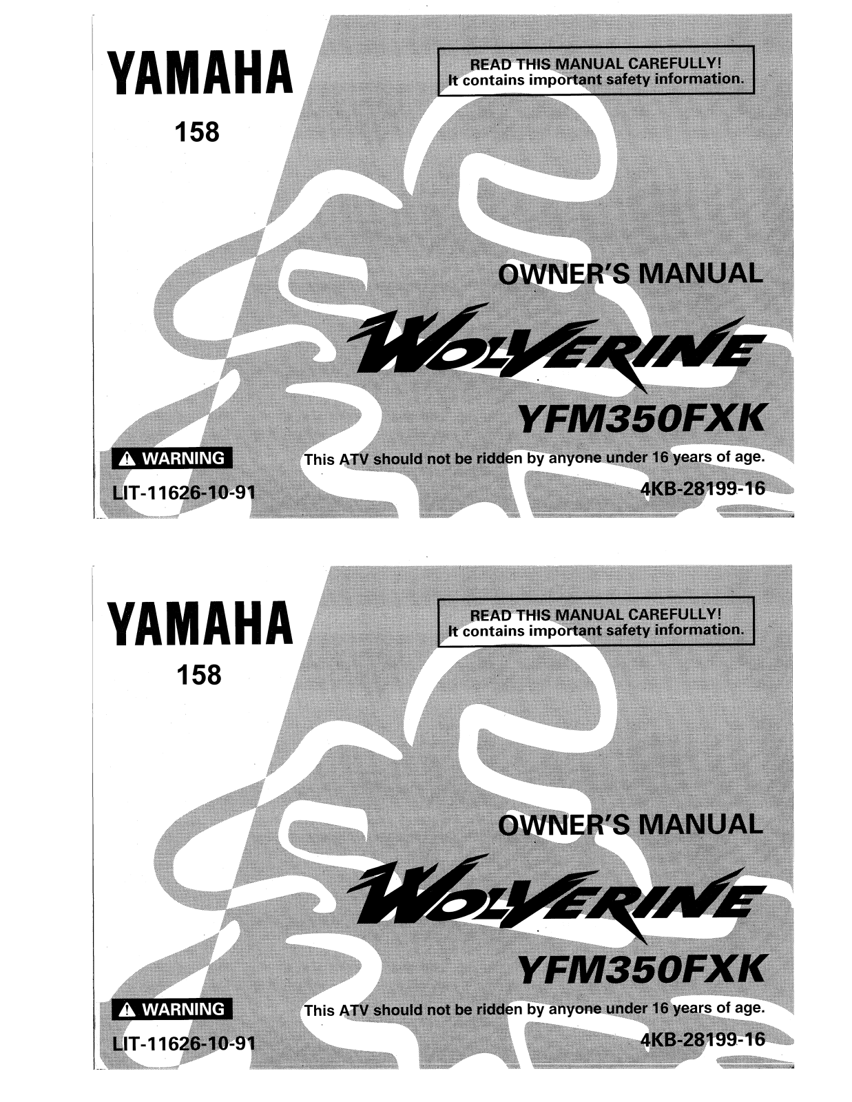Yamaha WOLVERINE 350 User Manual