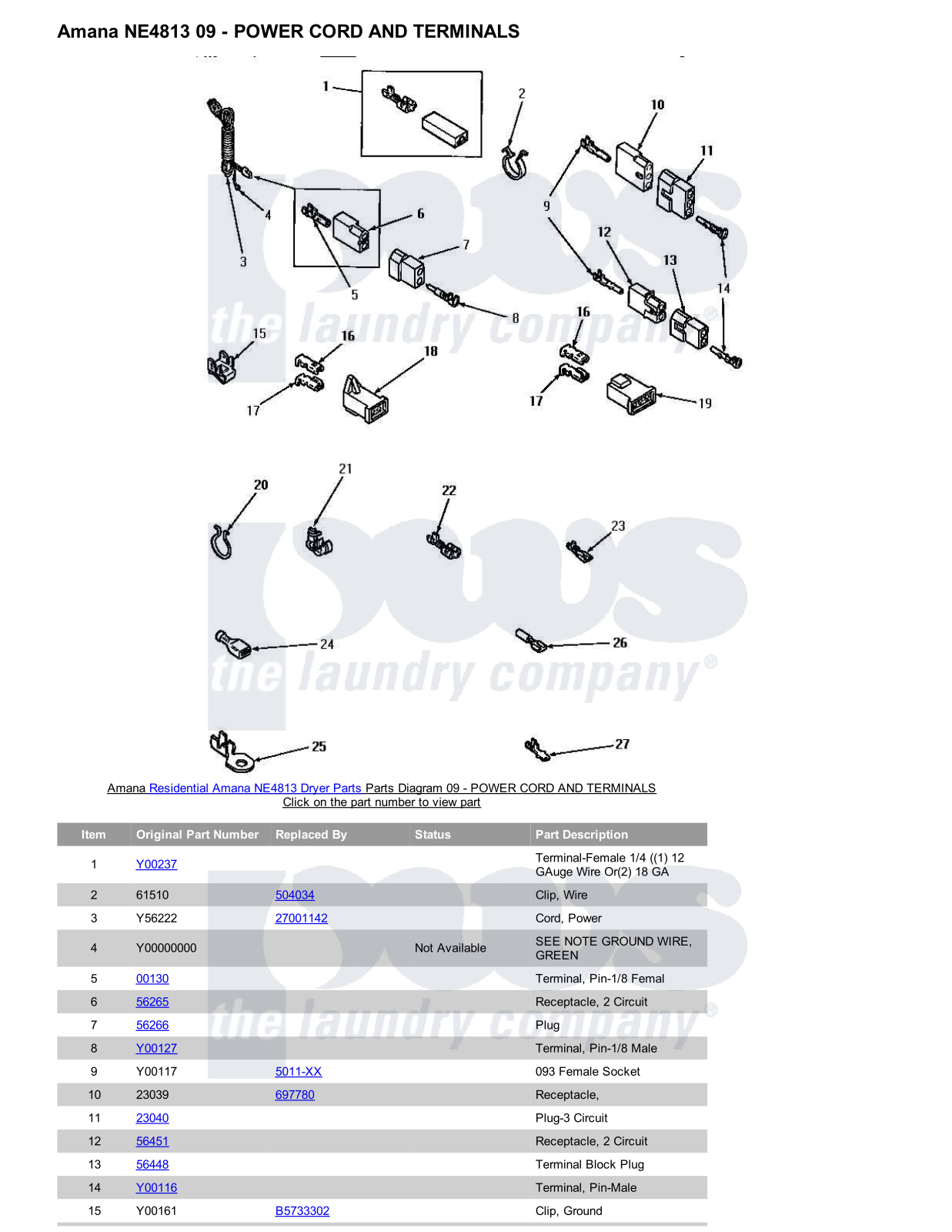 Amana NE4813 Parts Diagram