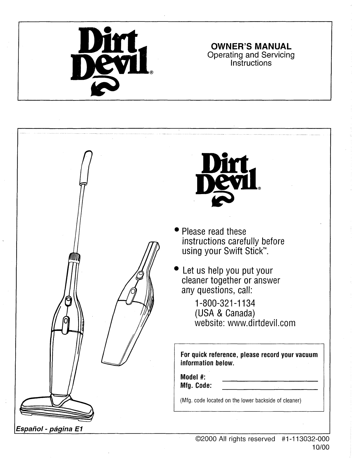 Dirtdevil M083400 User Manual - ManualMachine.com