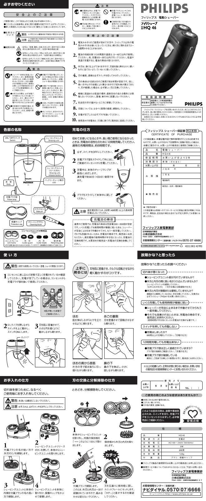 Philips HQ46/15 User Manual