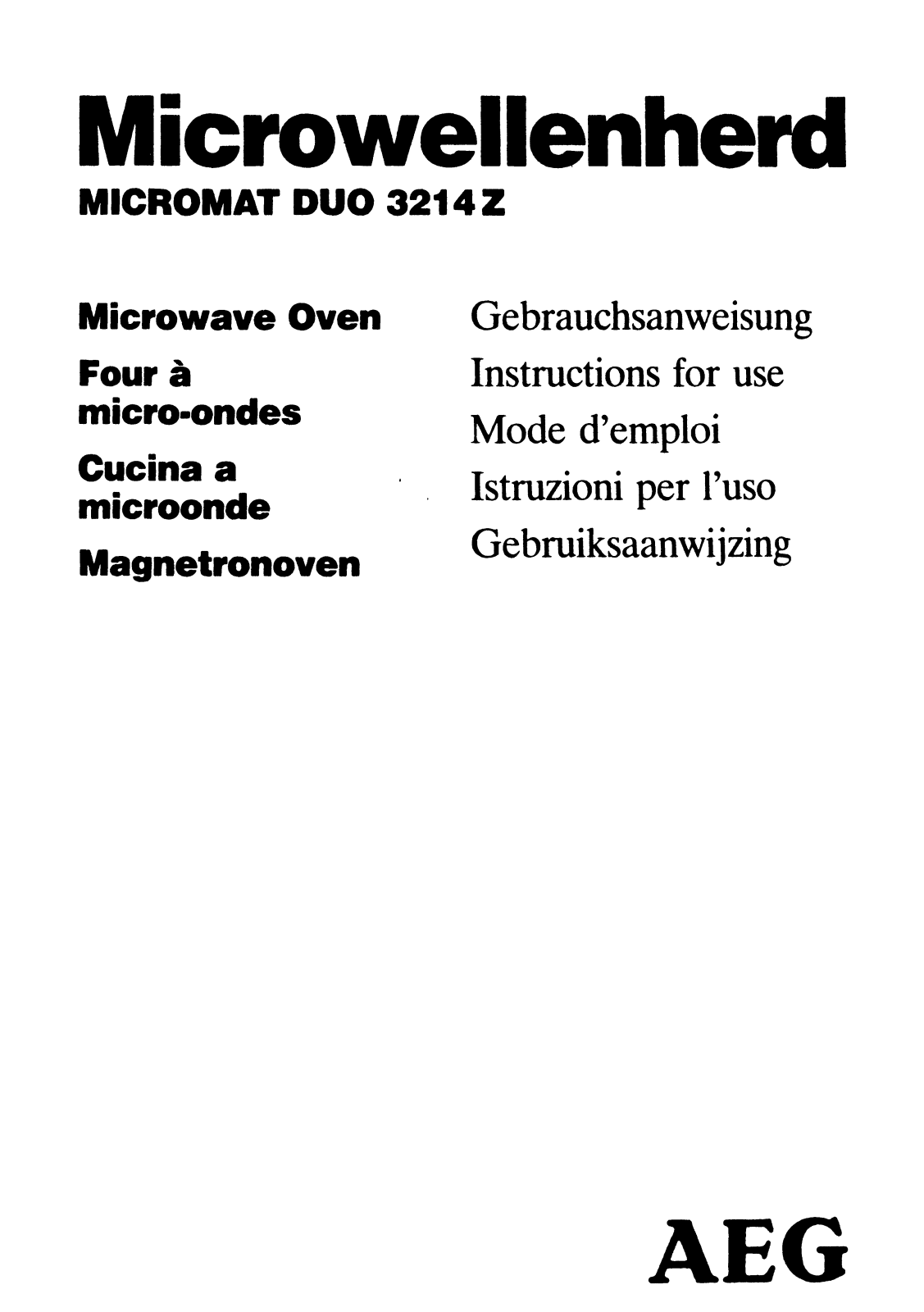AEG-Electrolux MICROMAT DUO 3214 User Manual