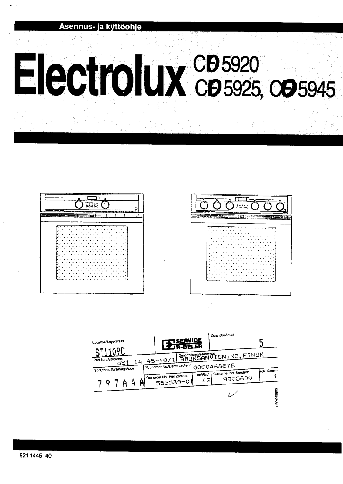 AEG CO5920, CO5925, CO5955 User Manual