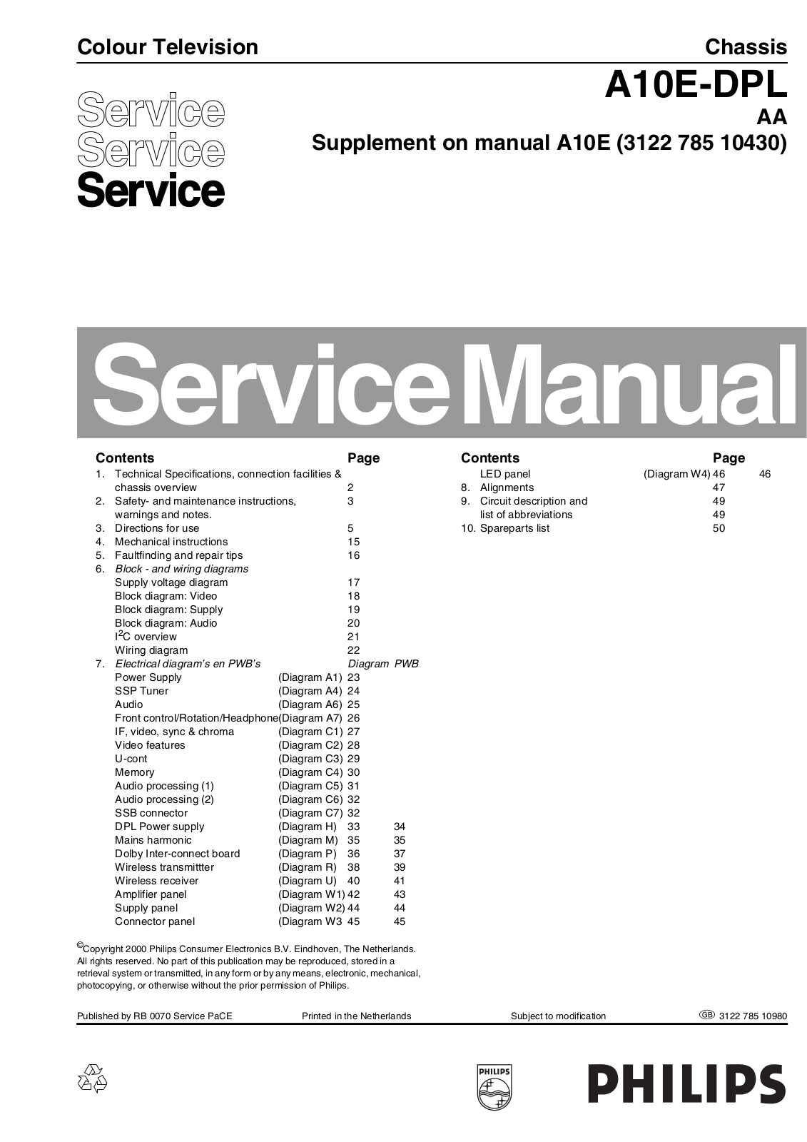 Philips A10E-DPL Service Manual