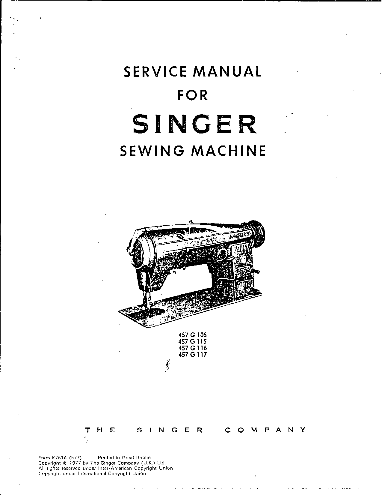 Singer 457 G 116, 457 G 115, 457 G 117 User Manual