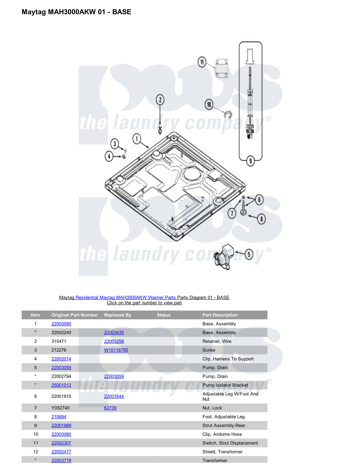 Maytag MAH3000AKW Parts Diagram