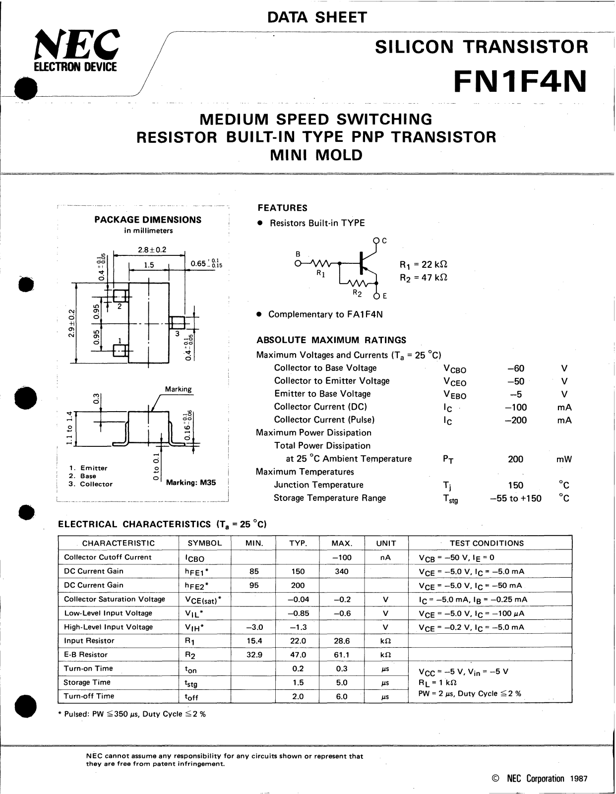 NEC FN1F4N-T2B, FN1F4N-L Datasheet