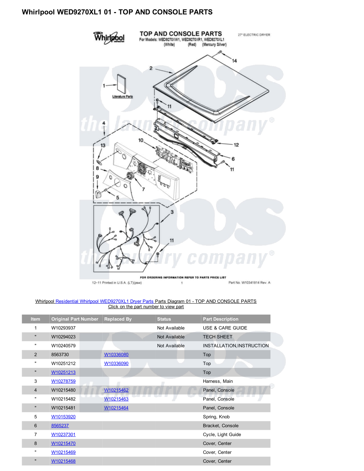 Whirlpool WED9270XL1 Parts Diagram