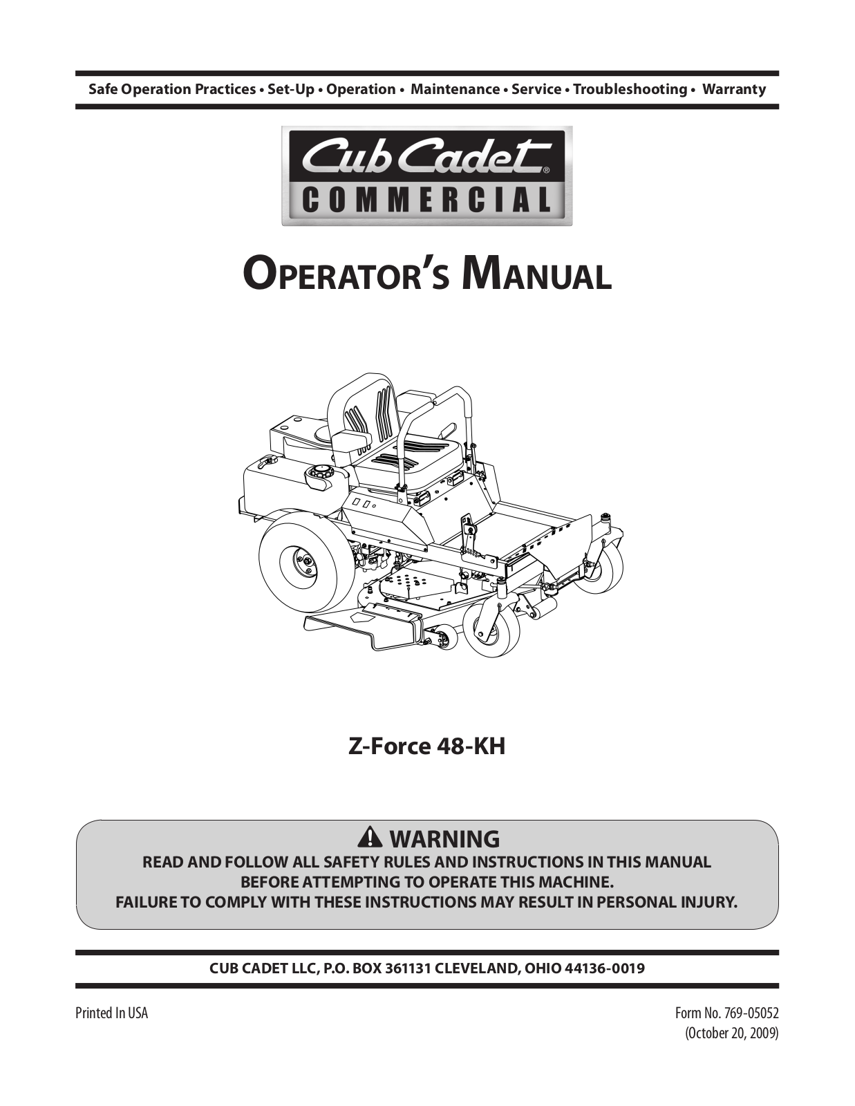 Cub cadet Z-force 48-KH User Manual