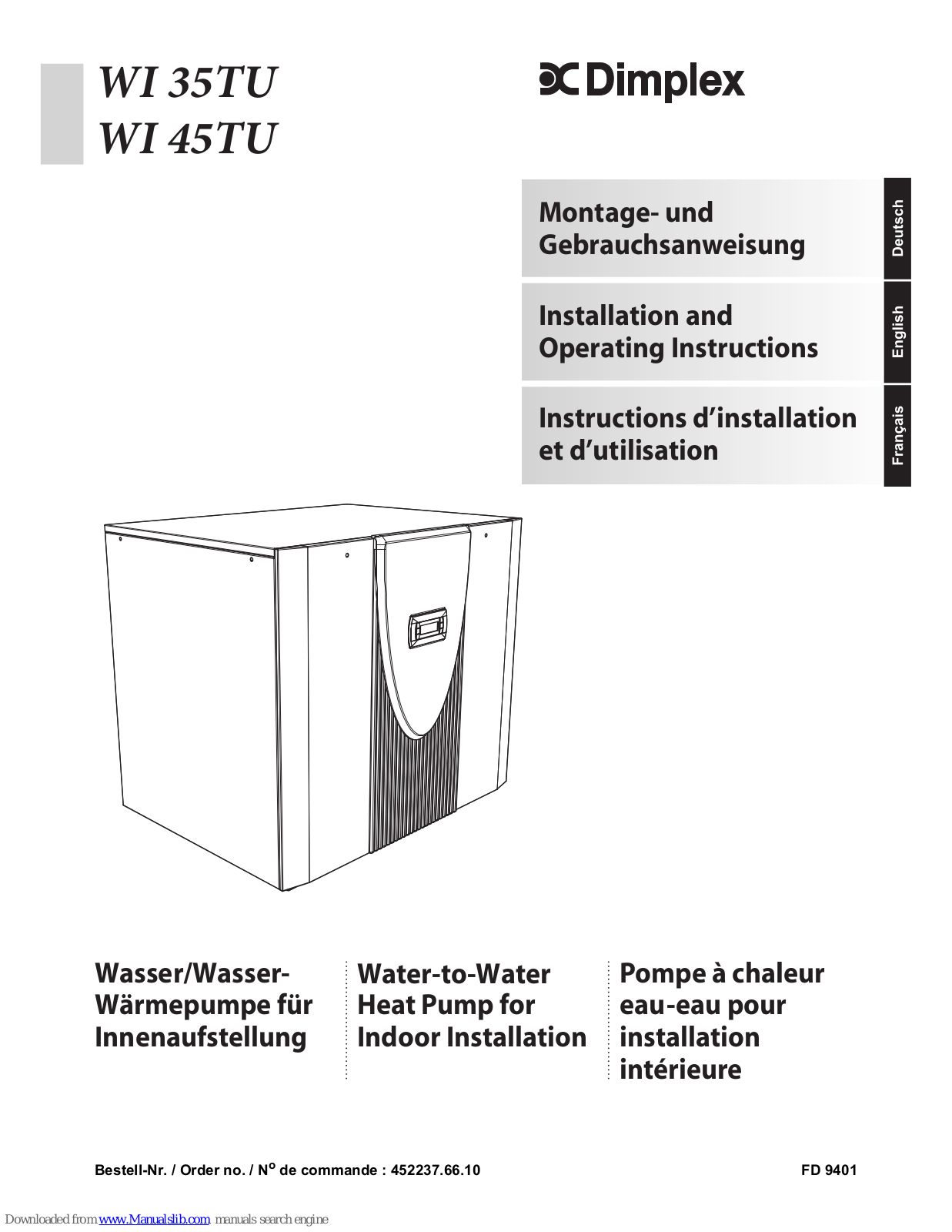 Dimplex WI 35TU, WI 45TU Installation And Operating Instructions Manual