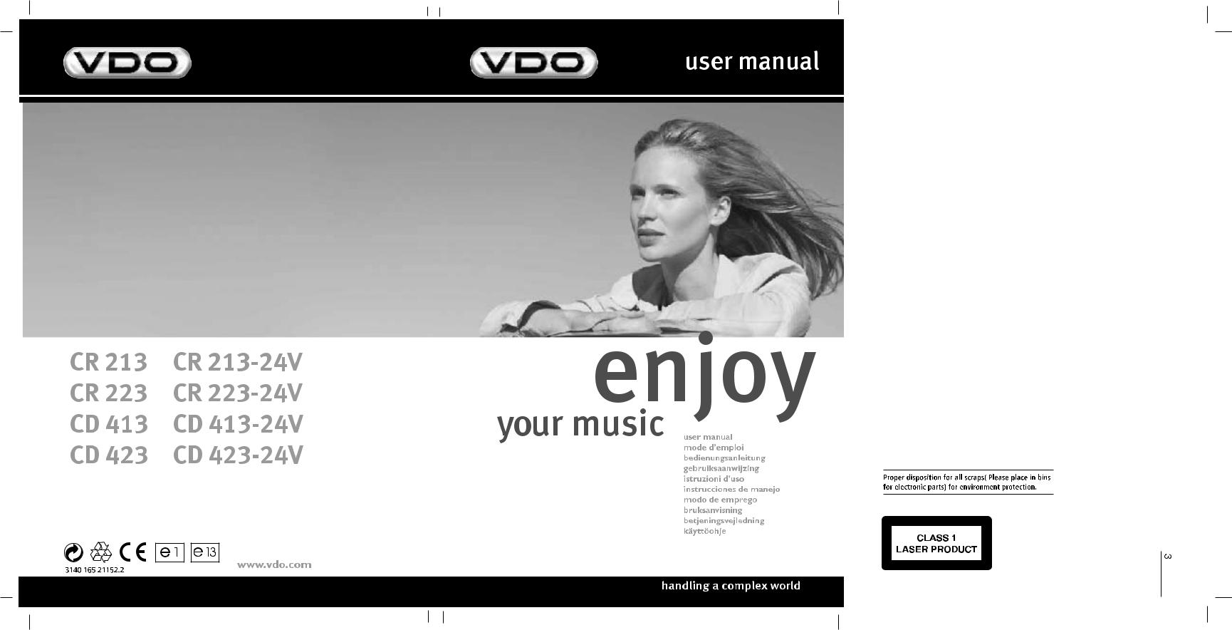 VDO DAYTON CD 413, CD 423, CR 213, CR 223 User Manual