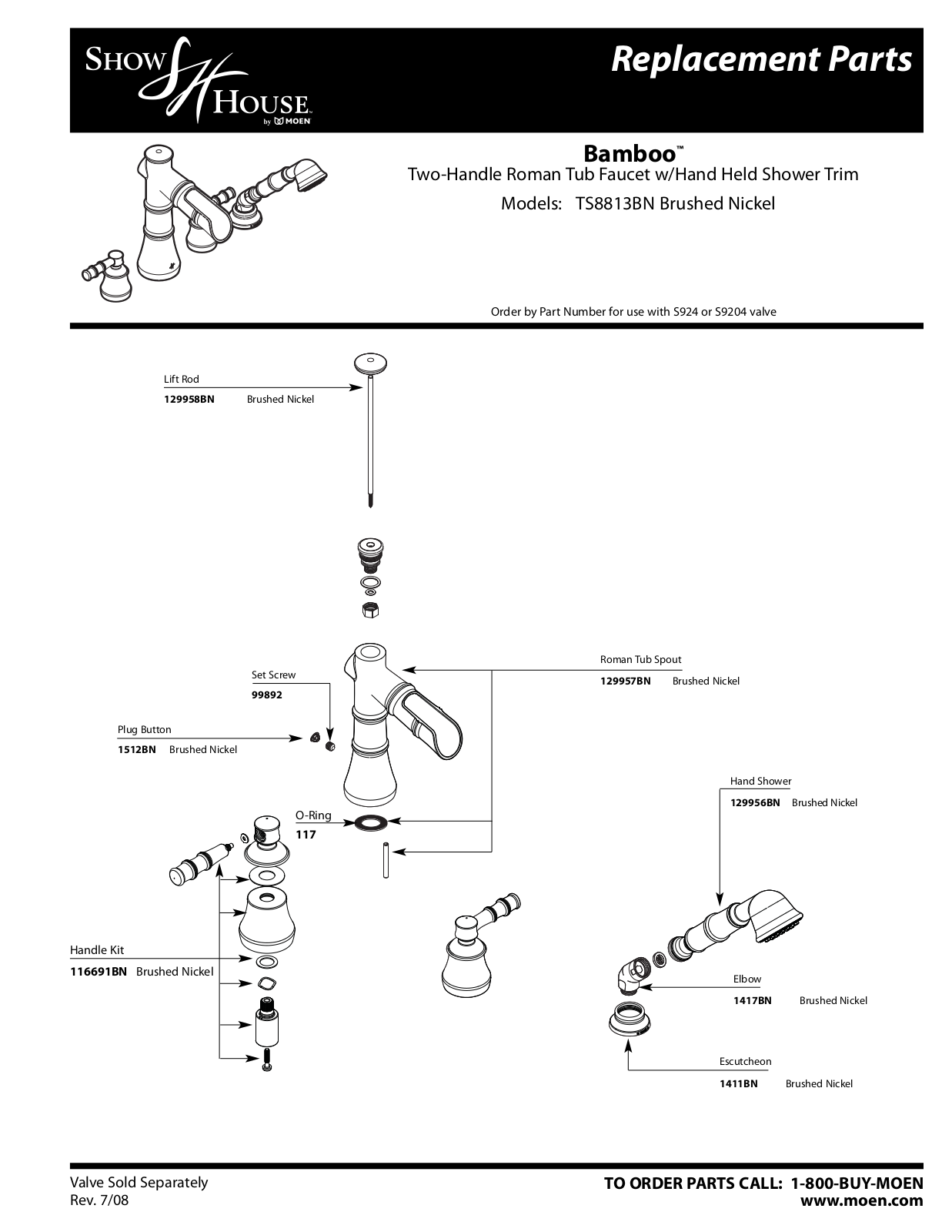 Moen TS8813BN User Manual