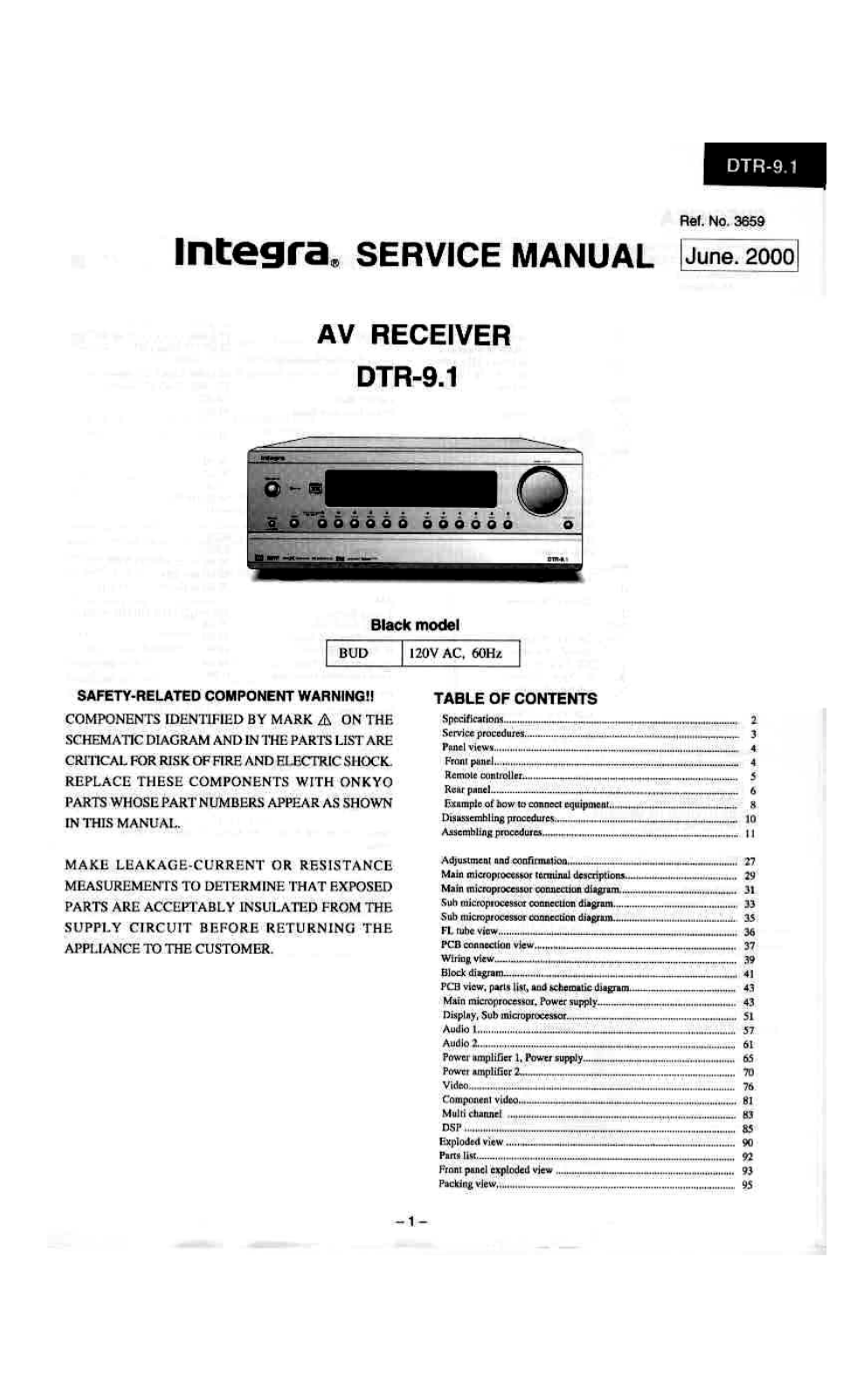 Integra DTR-9.1 Service manual