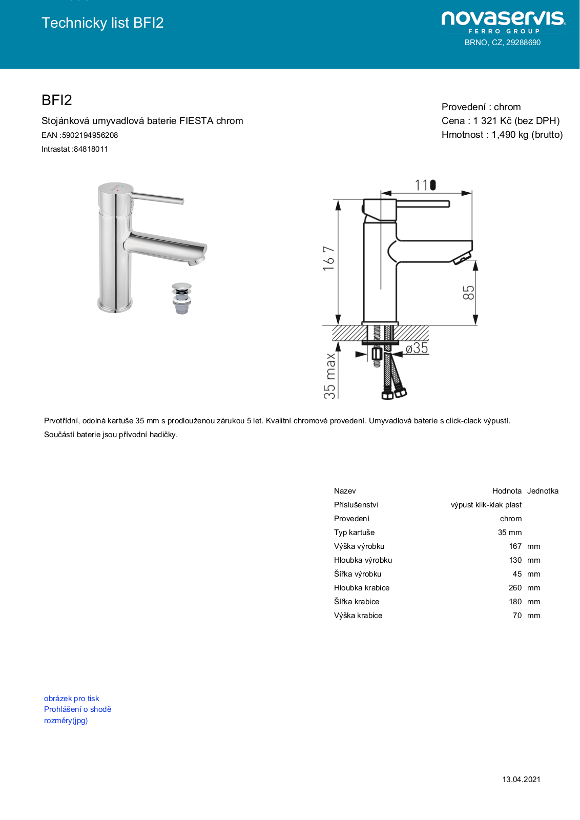 Novaservis BFI2 User guide - ManualMachine.com