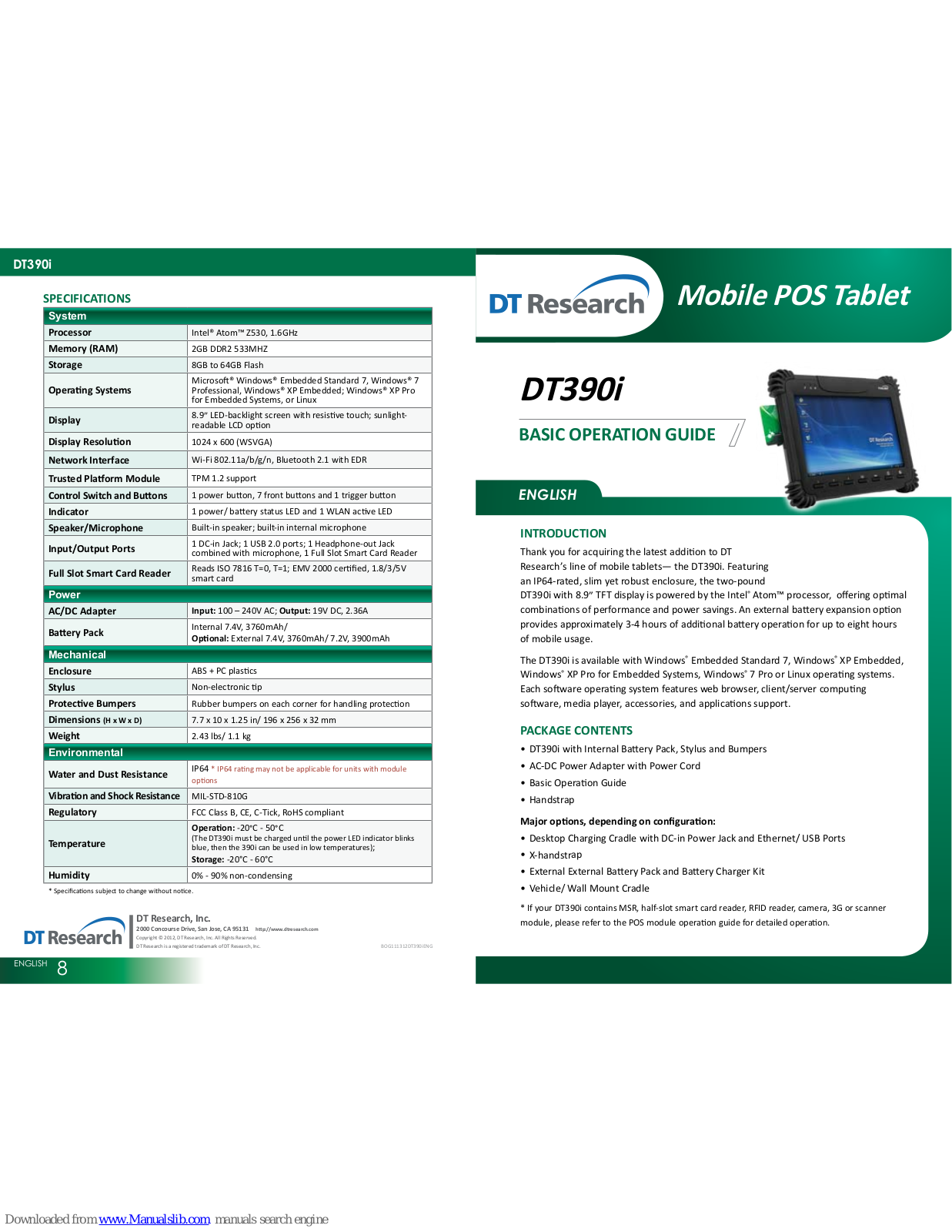 DT Research DT390i Basic Operation Manual