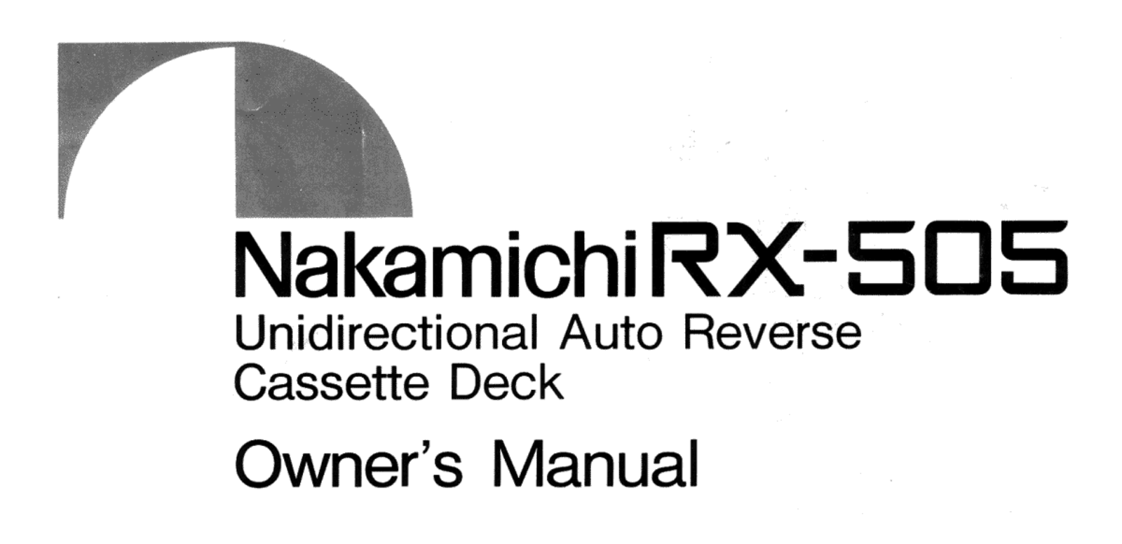 Nakamichi RX-505 Owners manual