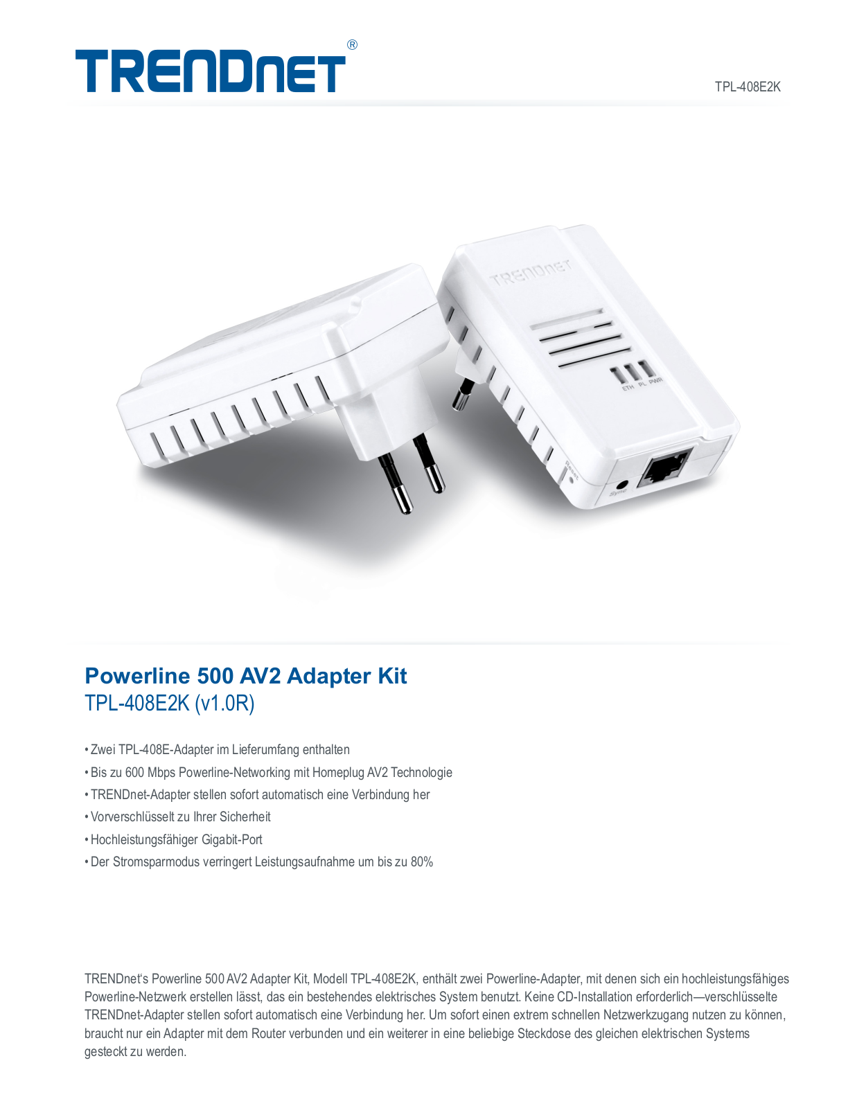 TRENDnet TPL-408E2K User Manual