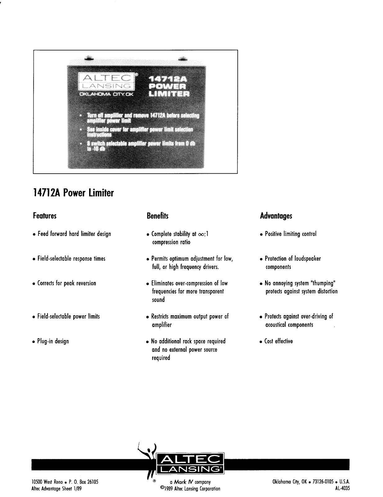 Altec lansing 14712A User Manual