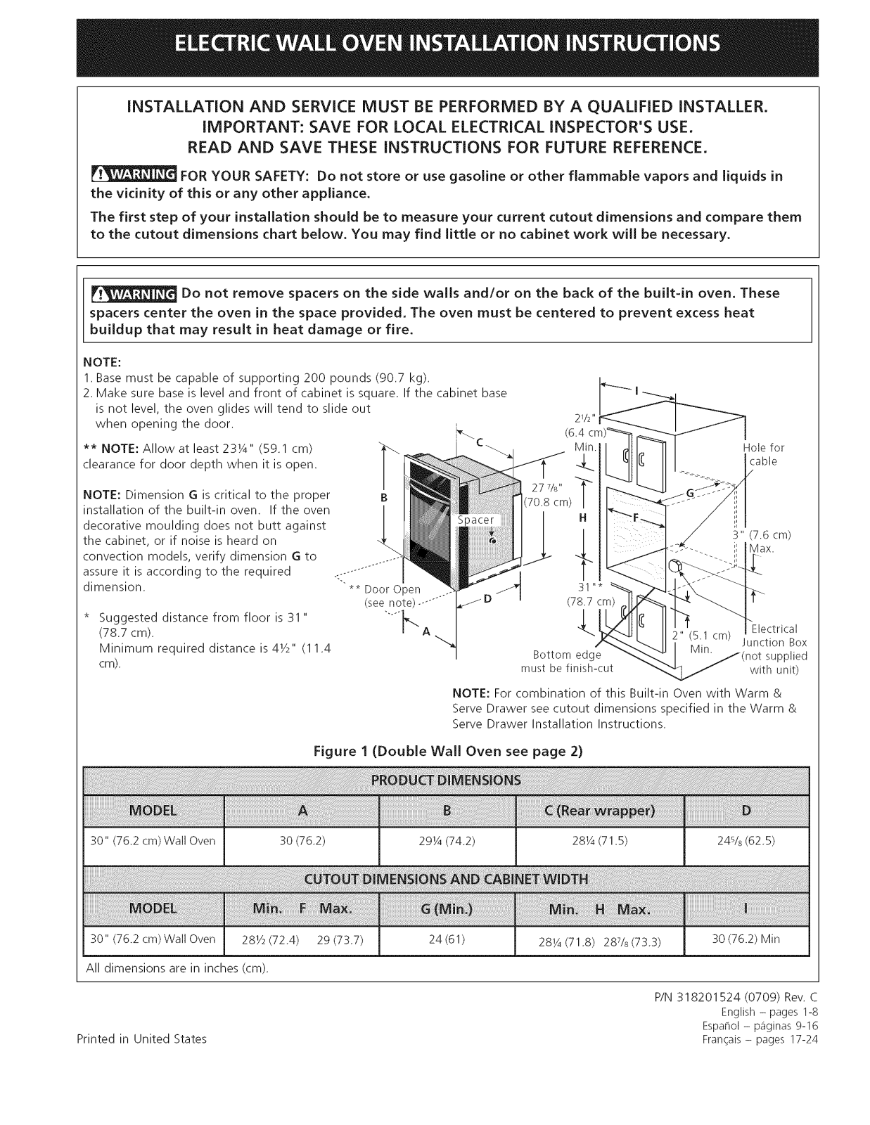 Frigidaire E30EW75GPS1, E30EW75GPS2, E30EW75GPS3, E30EW75GPS4, E30EW75GSS1 Installation Guide - ManualMachine.com