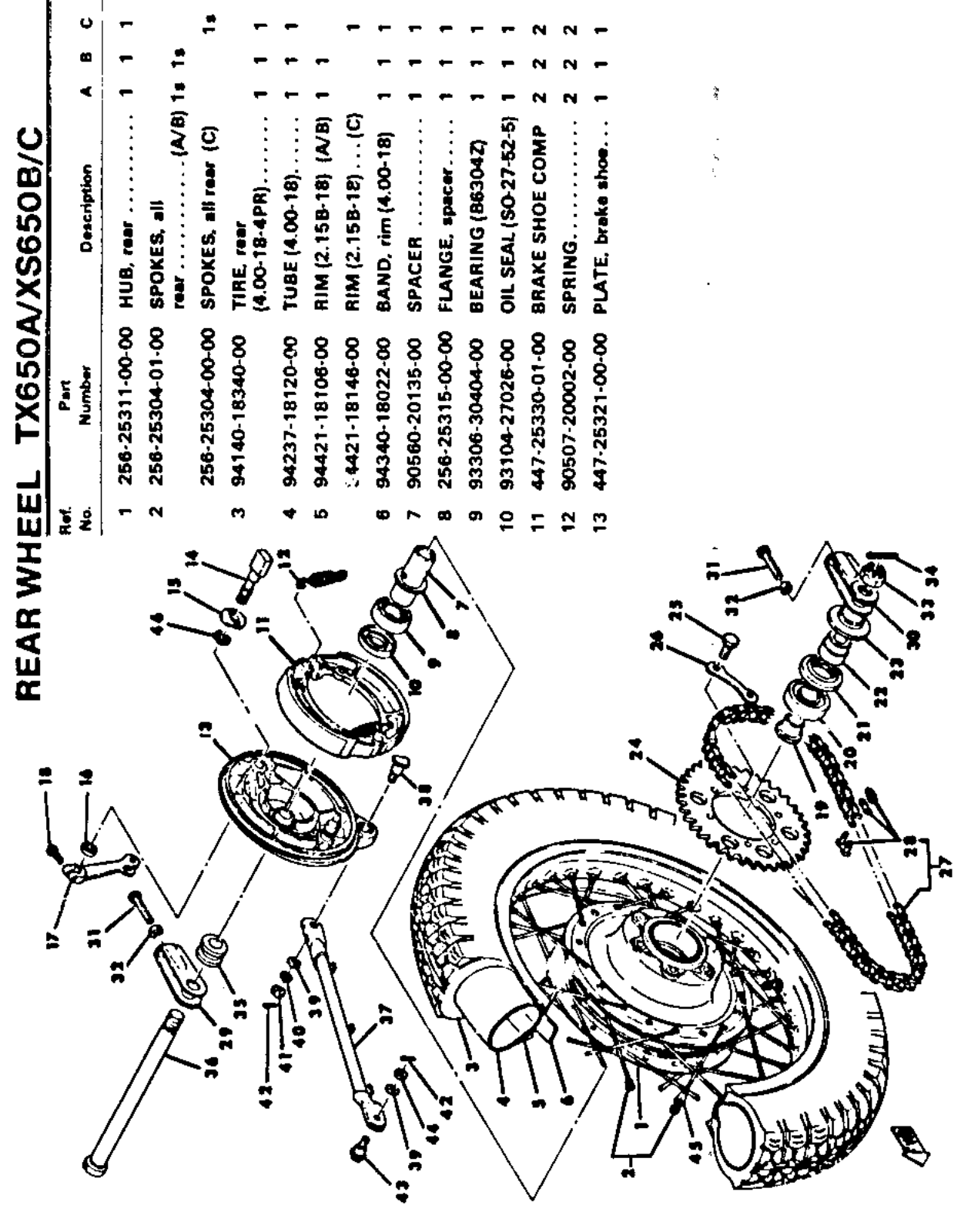 Yamaha XS650 1970-1979 Service Manual rearwheel