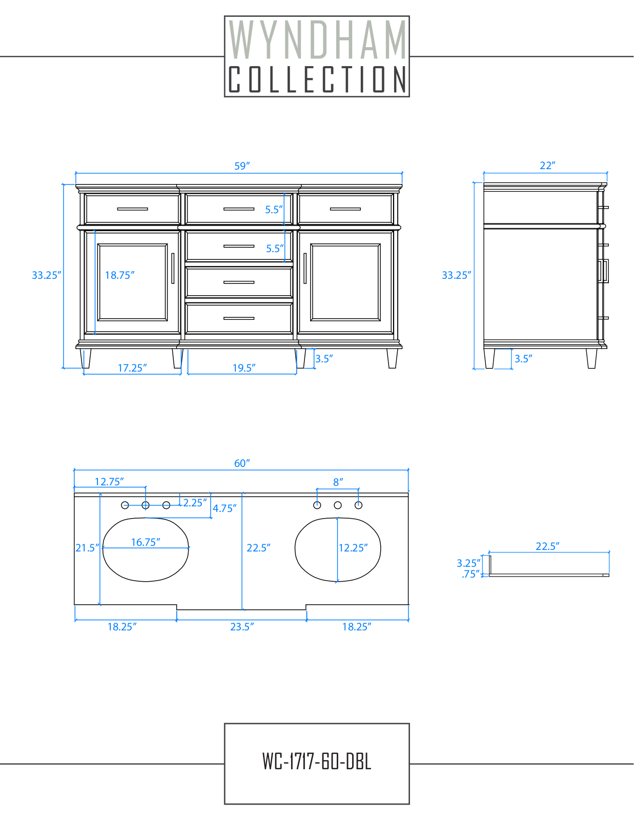 Wyndham Collection WCV171760DWHCXSXXMXX User Manual