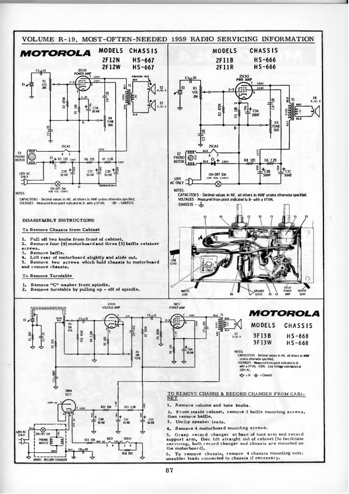 Motorola 2F12N-W, 2F11B-R Schematic