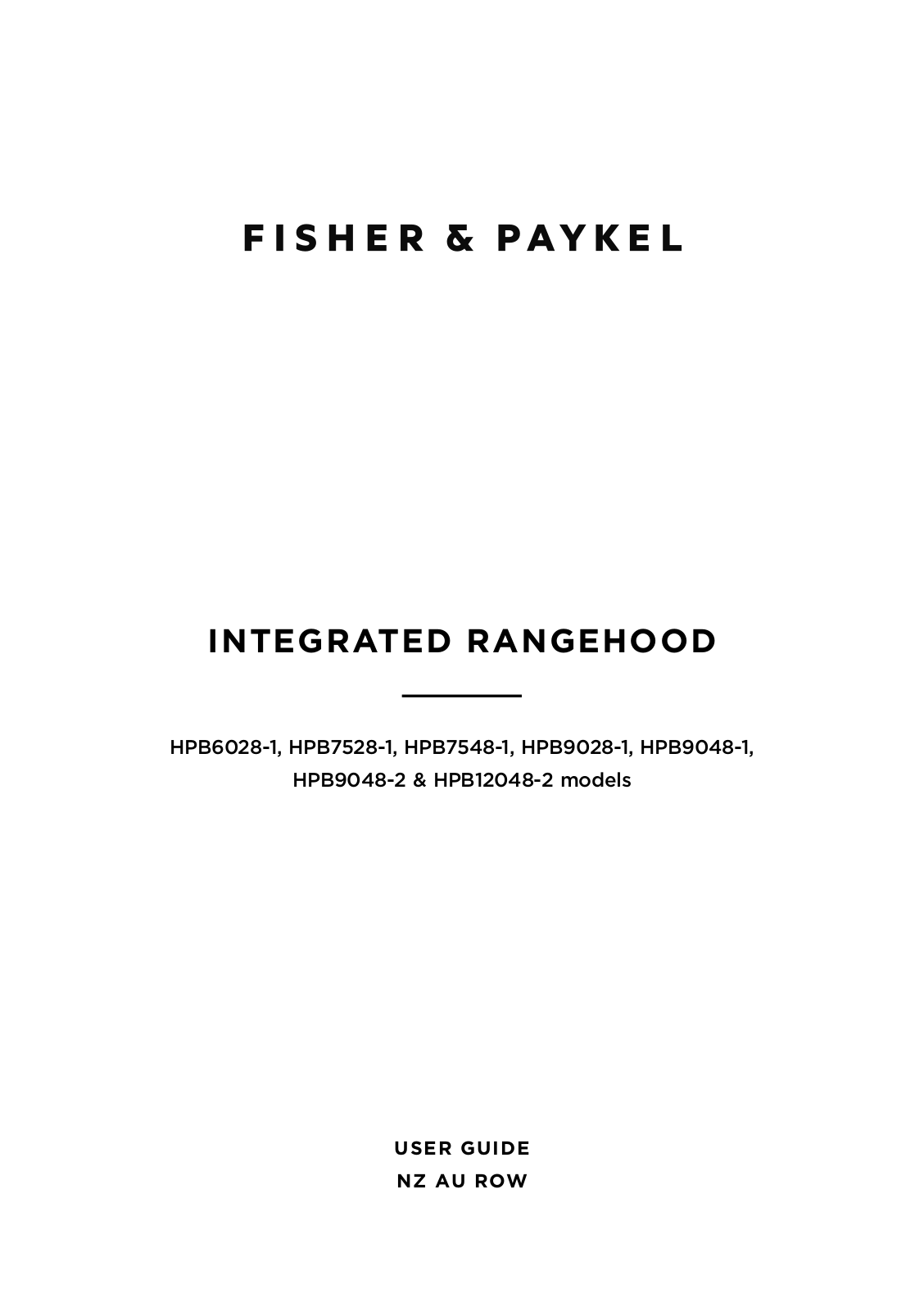 Fisher & Paykel HPB12048-2, HPB6028-1, HPB9028-1, HPB9048-2 User Manual
