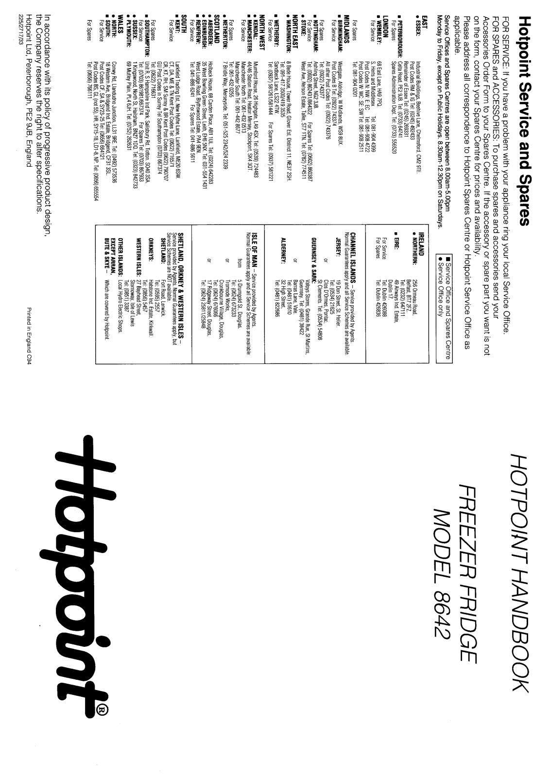 Hotpoint 8642 User Manual